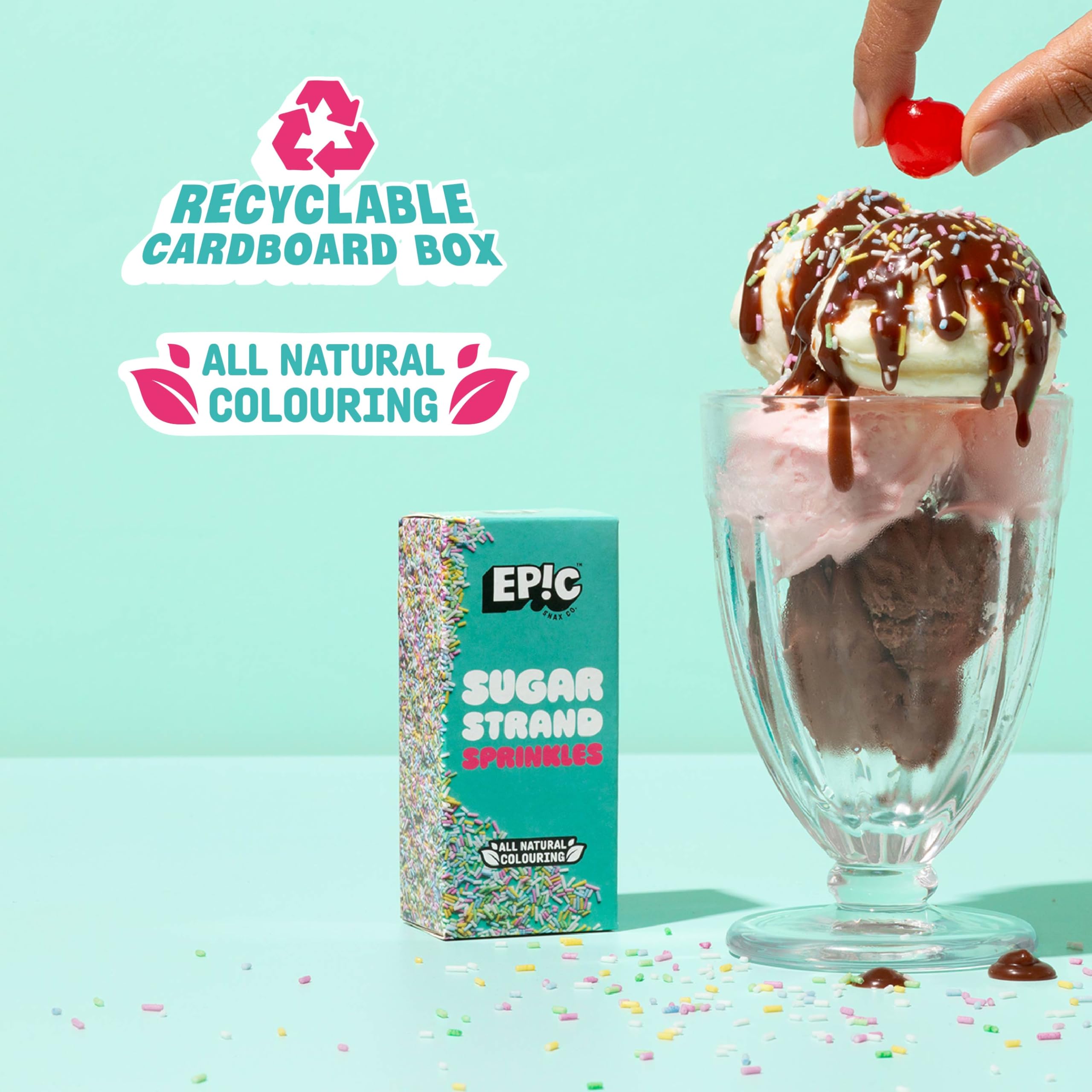 EPIC SNAX CO Sugar Strands Sprinkle Toppers - Classic Rainbow | 50g Box 3