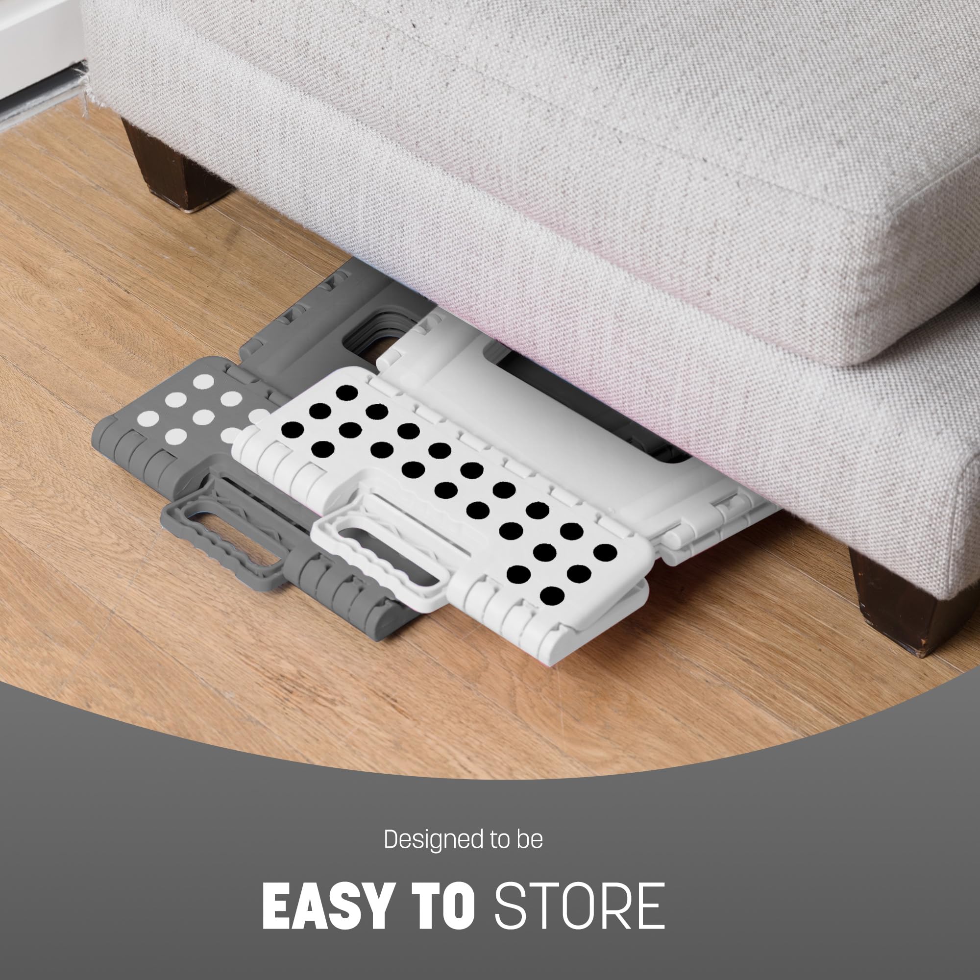 KEPLIN 9 Inch Heavy Duty Folding Step Stool - 150kg Capacity | White Plastic 5