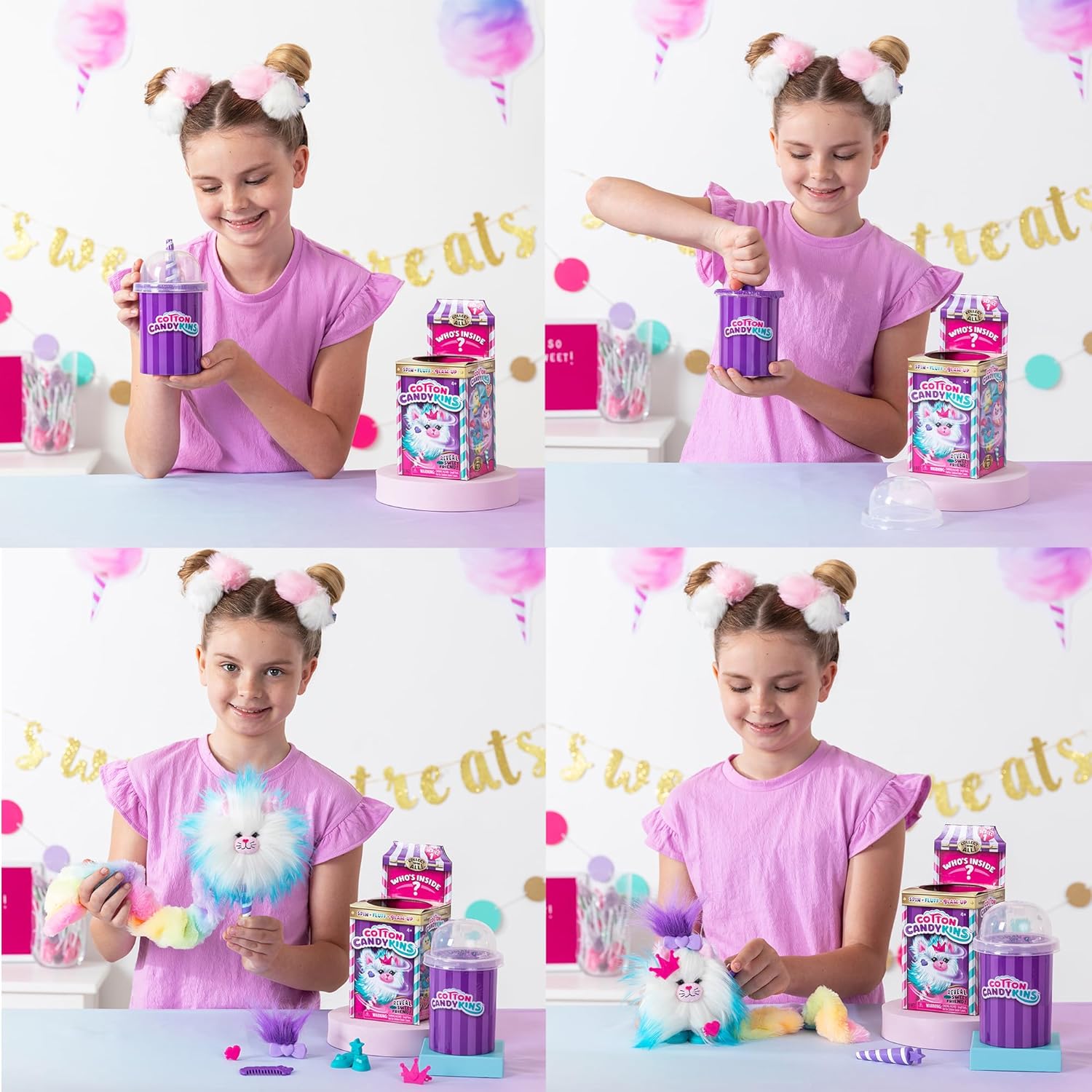 Cotton Candykins - Spin-to-Reveal Fluffy Plush Collectible with Styling Accessories 8