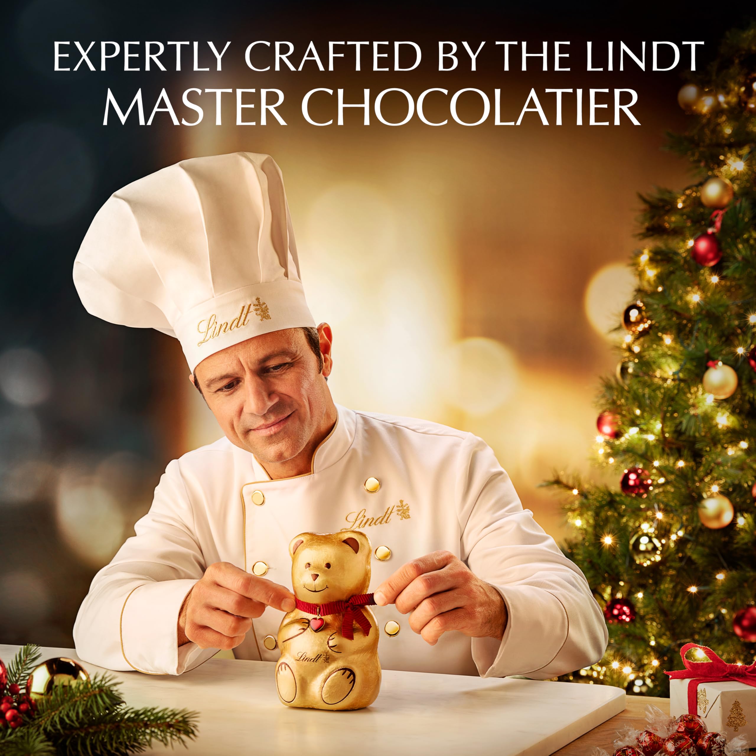 Lindt Teddy Milk Chocolate Bar – 120g – Christmas Gift, Milk Chocolate with Gold Wrapping
