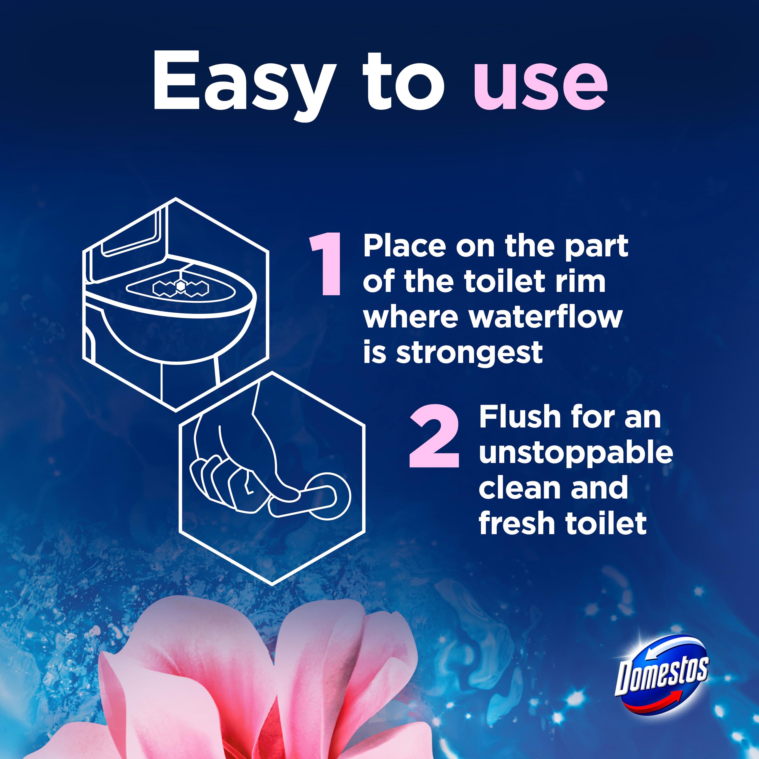 Domestos Power 5 Toilet Rim Blocks Magnolia - 2 Count (50g Each) | Limescale Prevention & Rich Foam 7
