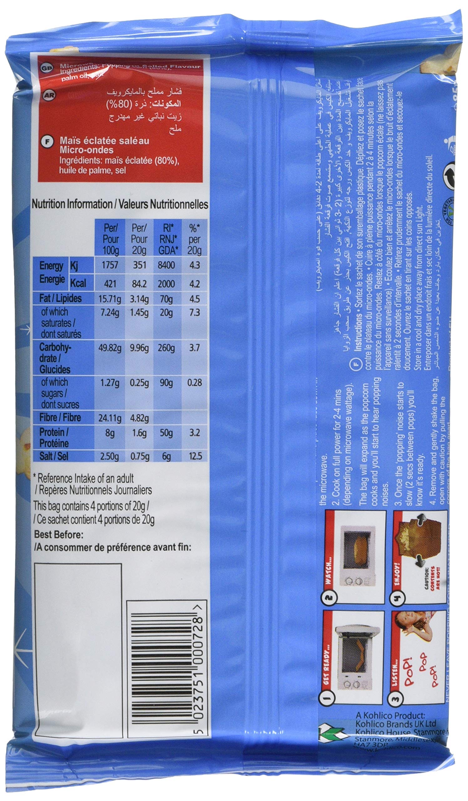 The Great British Confectionery Company Eazypop Microwave Popcorn - Salted Flavour | 16 Pack x 85g