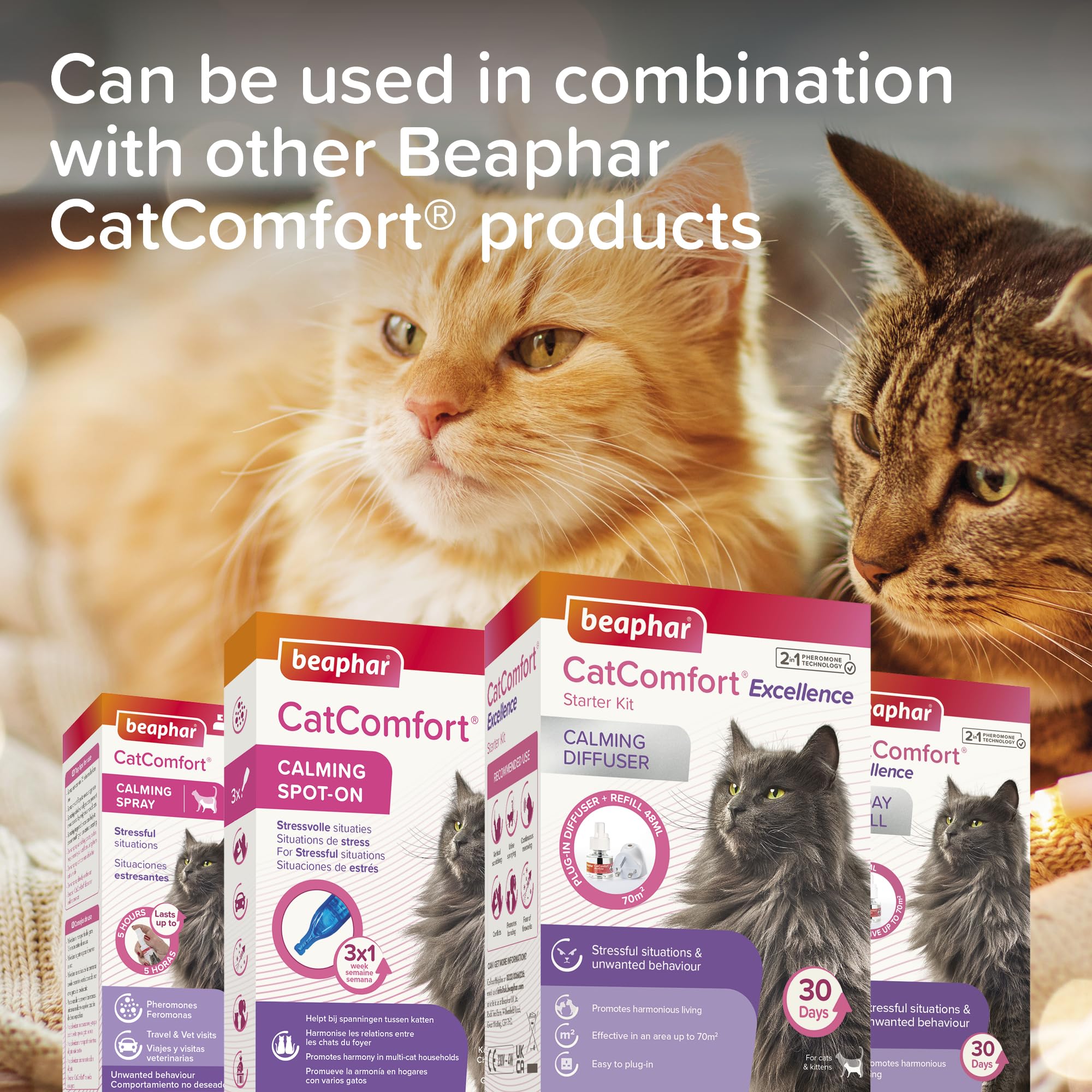 Beaphar CatComfort Excellence Refill – 30 Day Pheromone Calming for Cats | 48Ml 8
