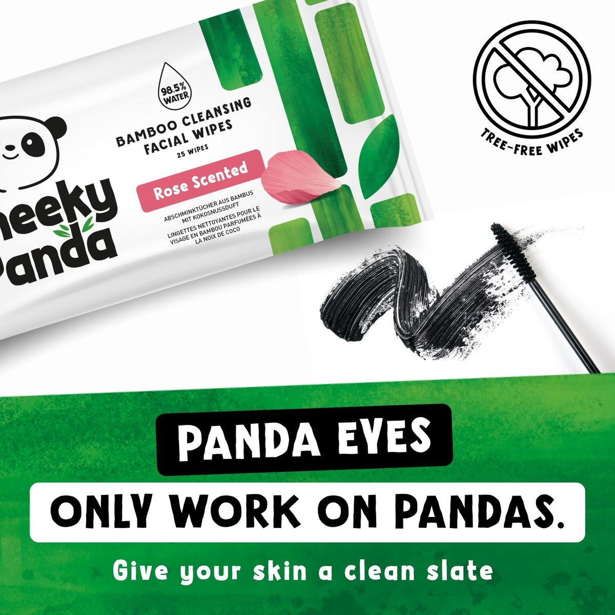 The Cheeky Panda Rose Scented Bamboo Face Cleanser Wipes - 25 Count (Pack of 6)