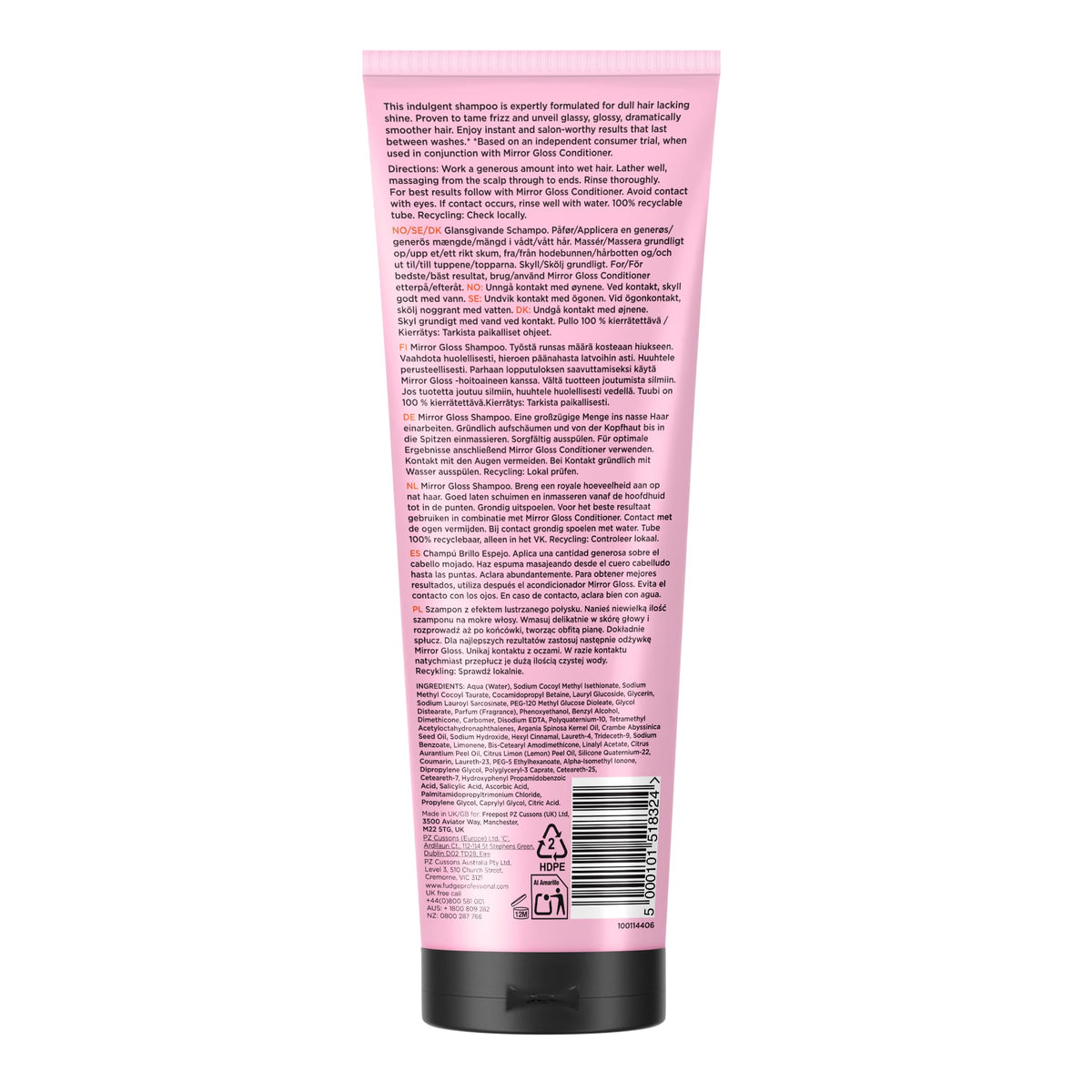 Fudge Professional Mirror Gloss Shine Enhancing Shampoo – 250ml | Instant High Gloss | Ultra Smoothing