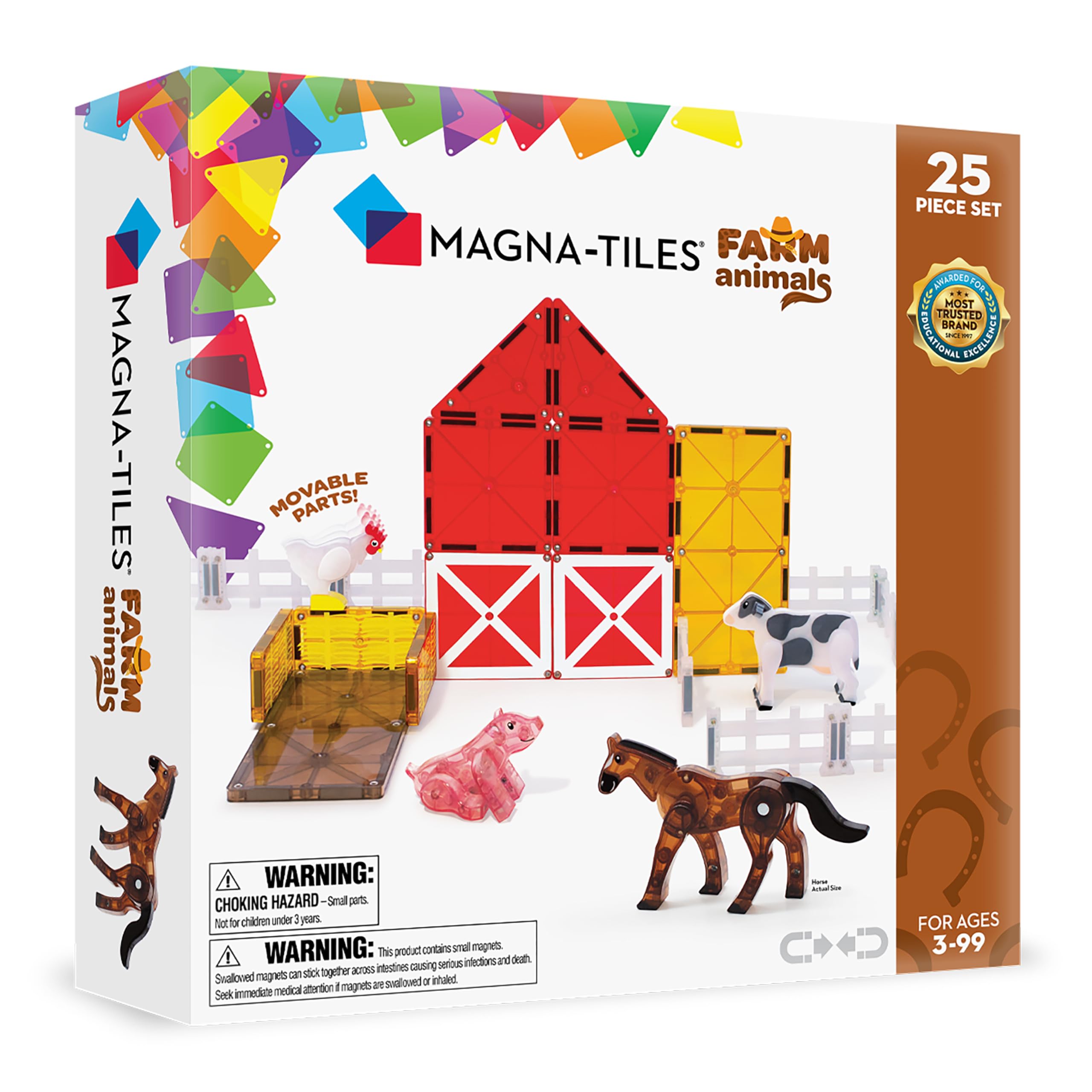 MAGNA-TILES Farm Animals 25-Piece Magnetic Construction Set - Ages 3+ 6