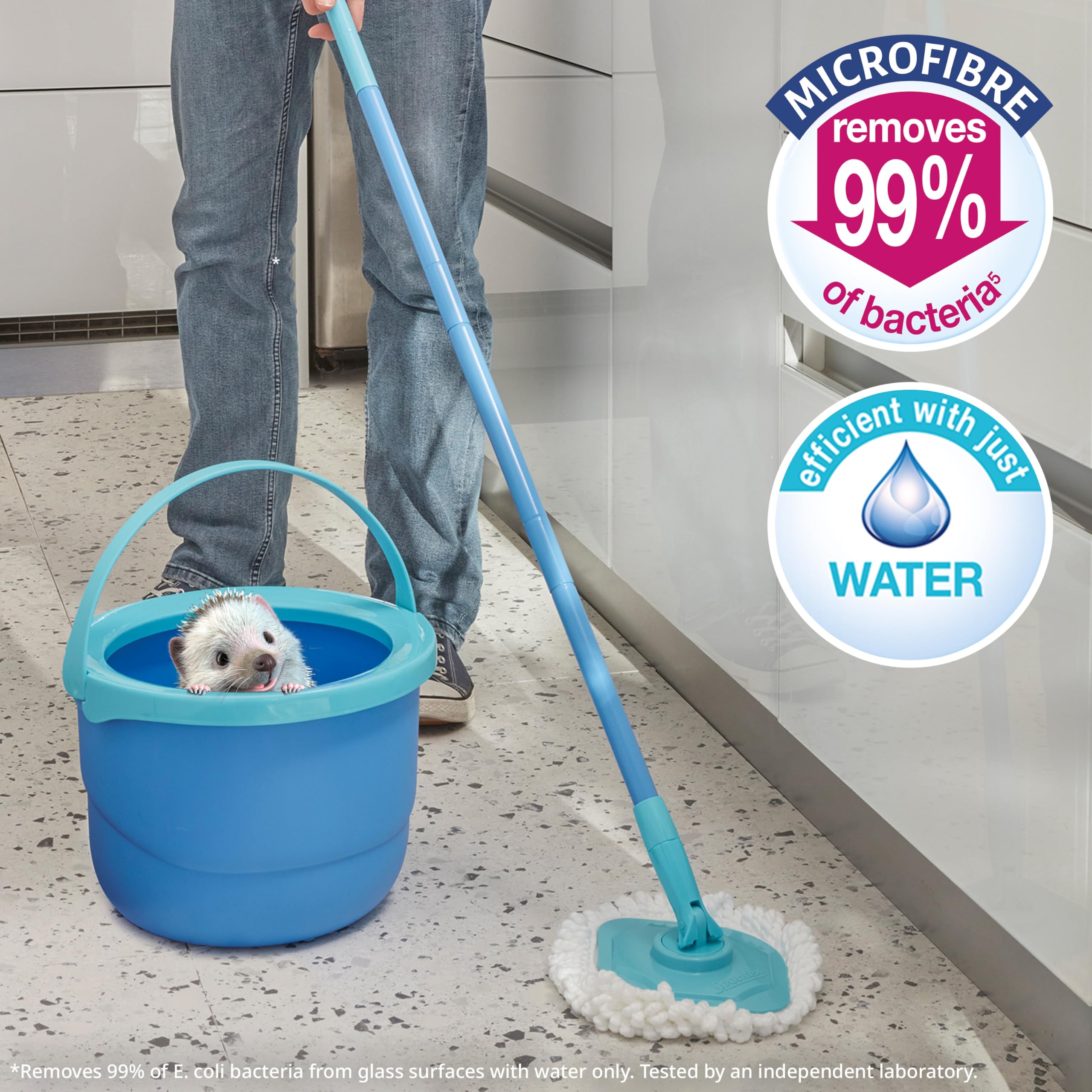 Spontex Full Action Corner System Spin Mop and Bucket Set with Microfibre Head 5