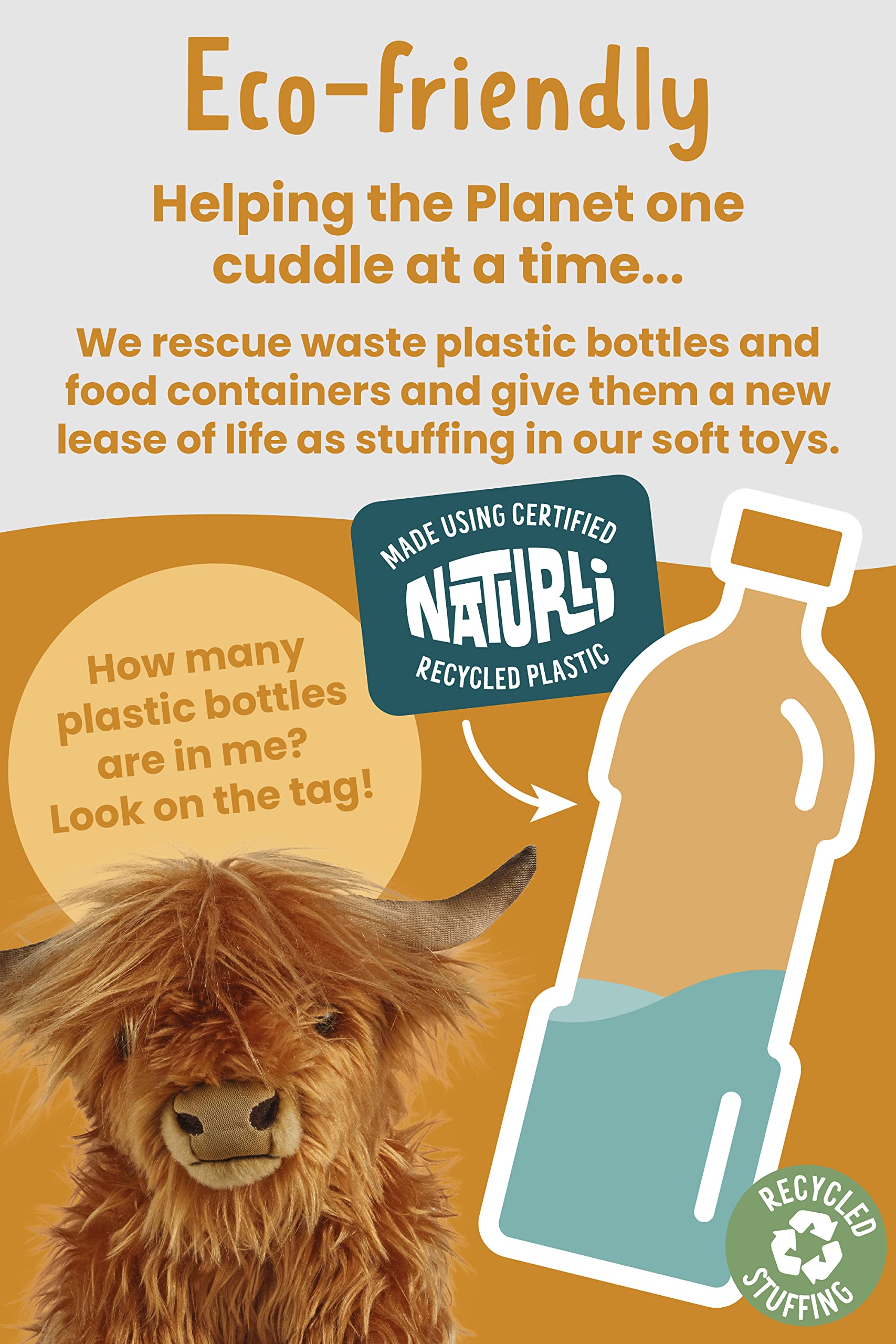 Living Nature Highland Cow Soft Toy with Sound - 30cm Plush Animal 10