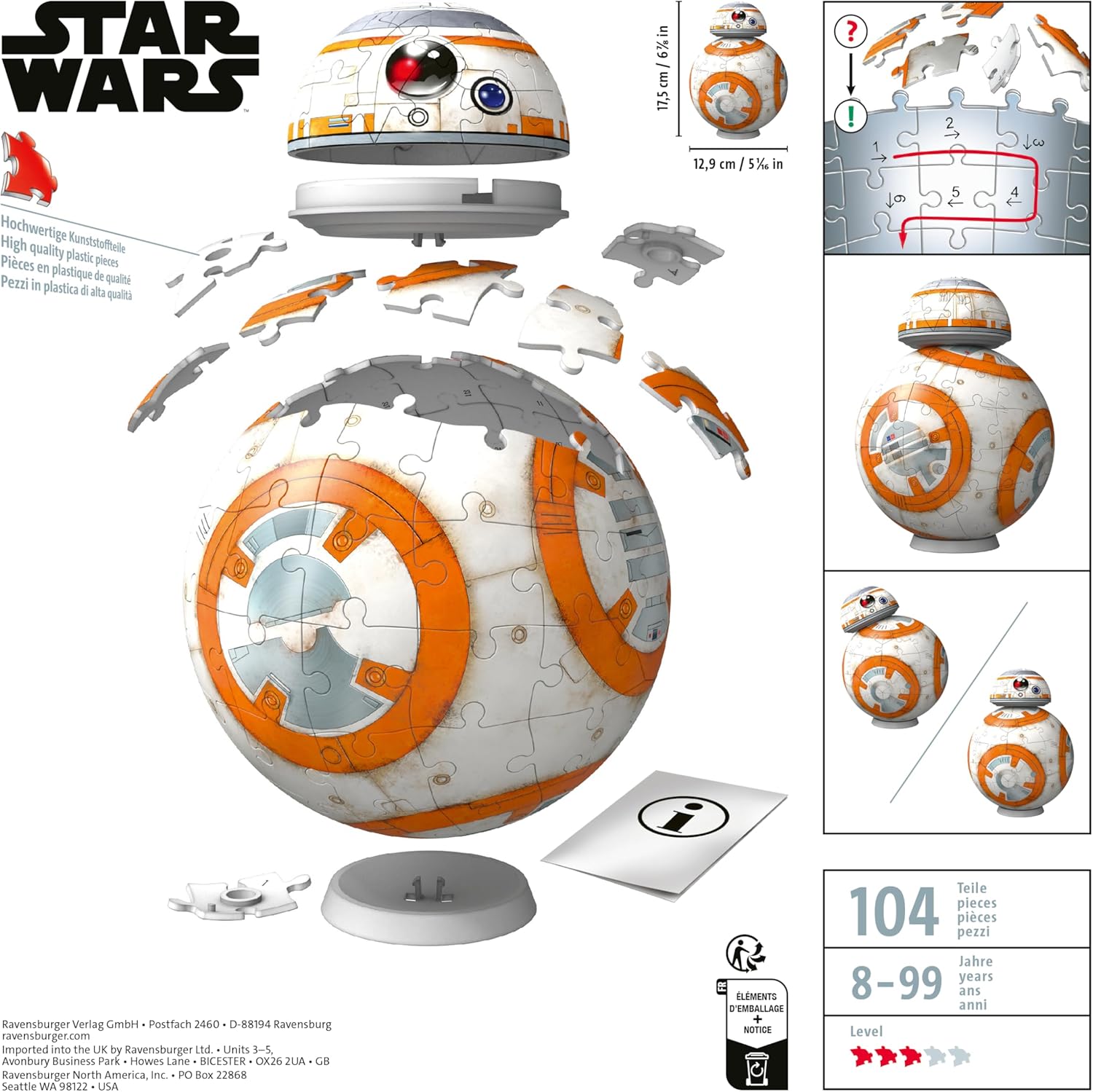 Ravensburger Star Wars BB-8 3D Puzzle - 99-Piece Plastic Building Set for Kids Age 8 and Up 7