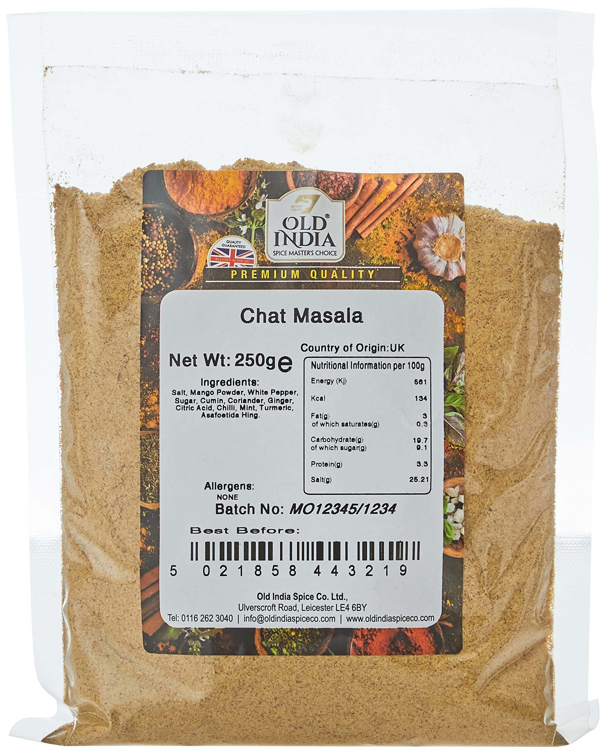 Old India Chat Masala 250g - Natural Spices & Seasonings