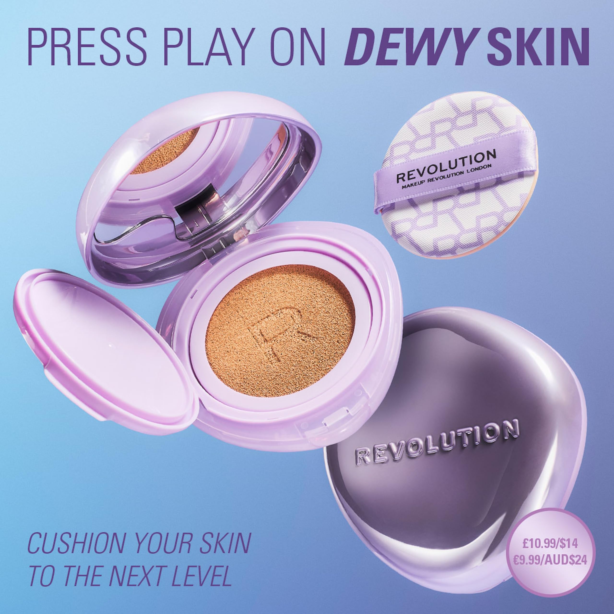 Revolution Beauty London Superdewy Cushion Foundation - Buildable Coverage, Radiant Finish | Fair Neutral 7