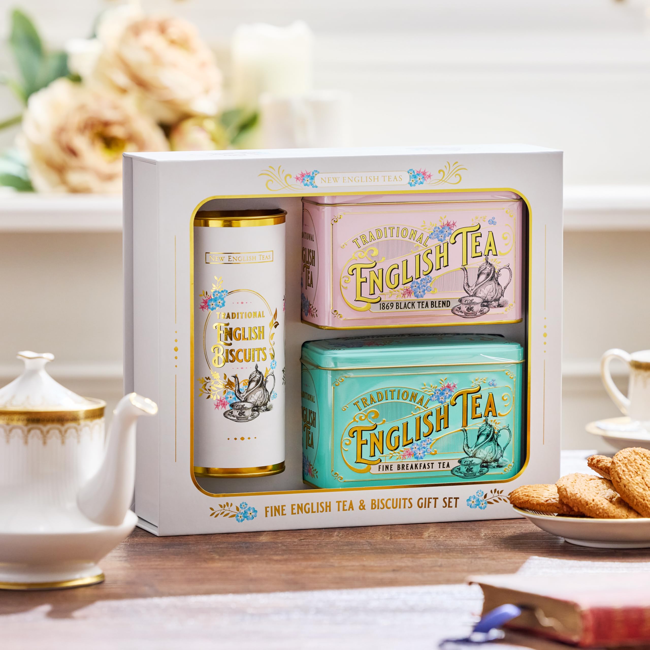 New English Teas - Vintage Victorian Tea & Biscuits Gift Set 6