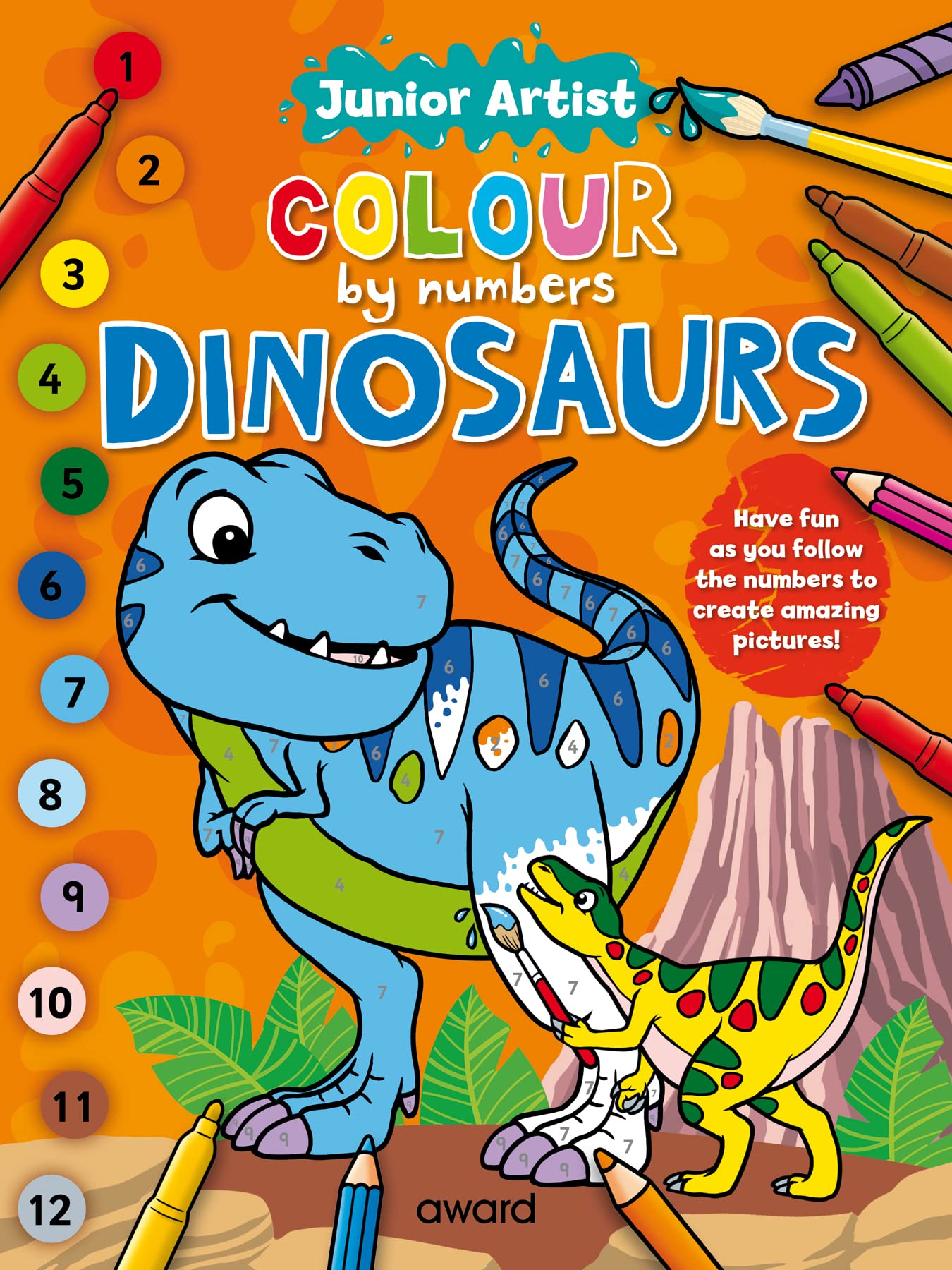 Award Publications Ltd Junior Artist Colour By Numbers: Dinosaurs | Paperback | Ages 5+ 1