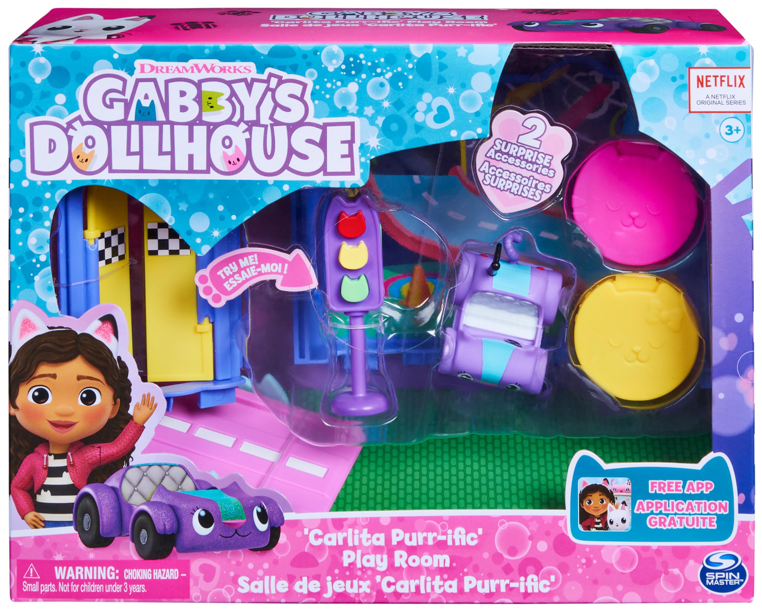 Gabby’s Dollhouse Carlita Purr-ific Play Room - Playset with Toy Car & Accessories for Ages 3+ 6