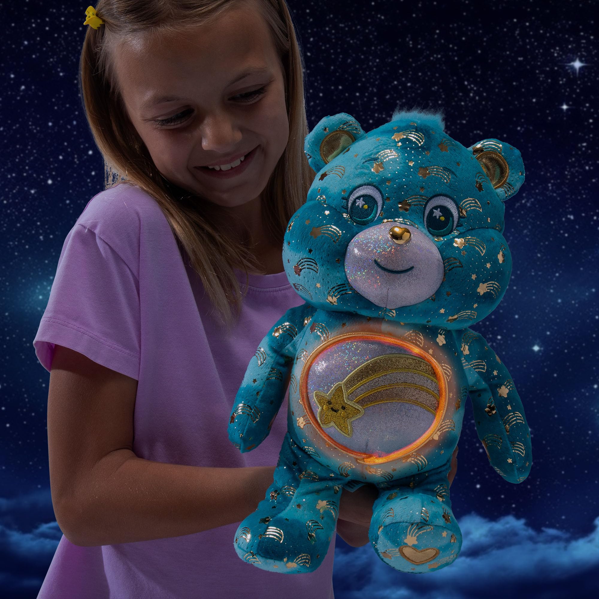 Care Bears Glowing Belly Plush - Wish Bear 35cm Soft Eco-Friendly Stuffed Animal 4