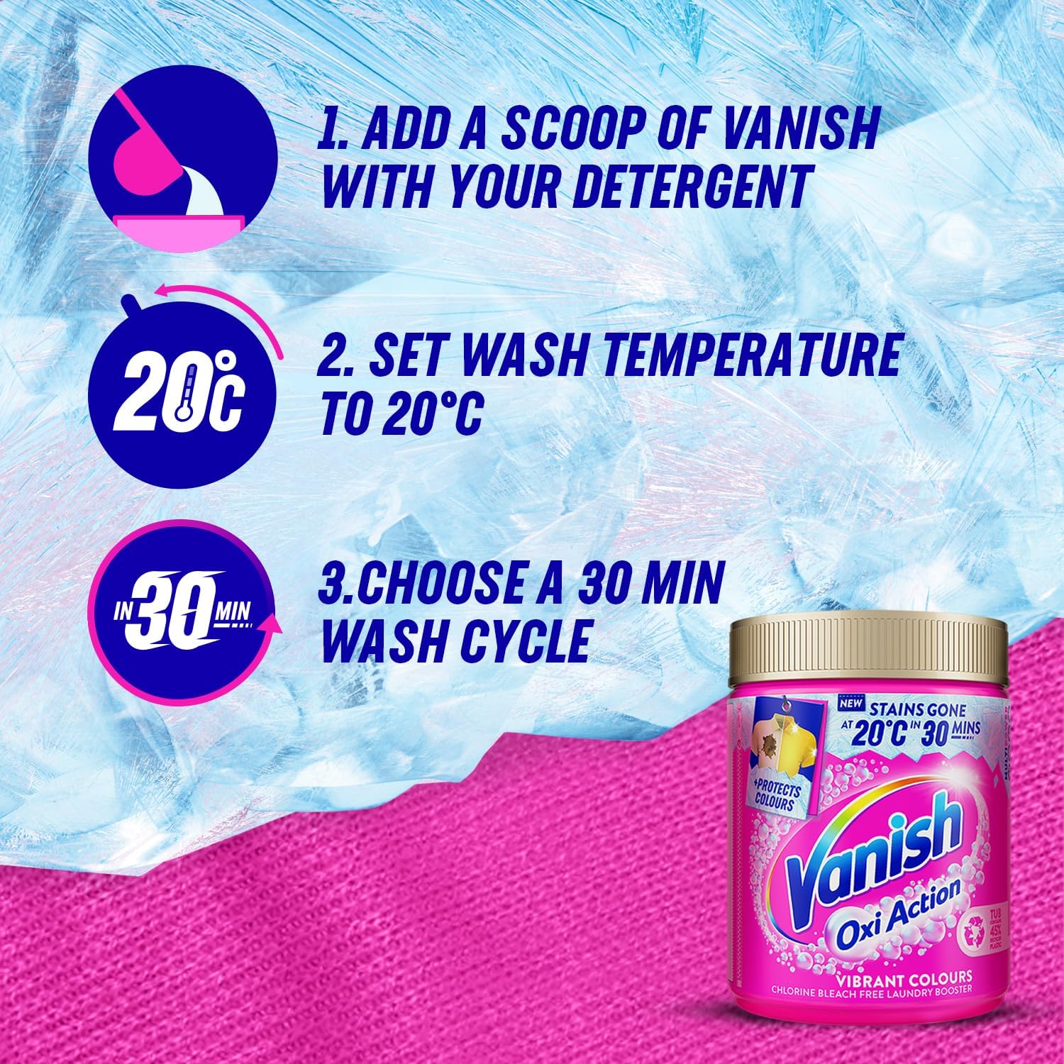 Vanish – Gold Oxi Action Fleckenentferner und Wäsche-Booster-Pulver für Buntwäsche, 1,5 kg 10