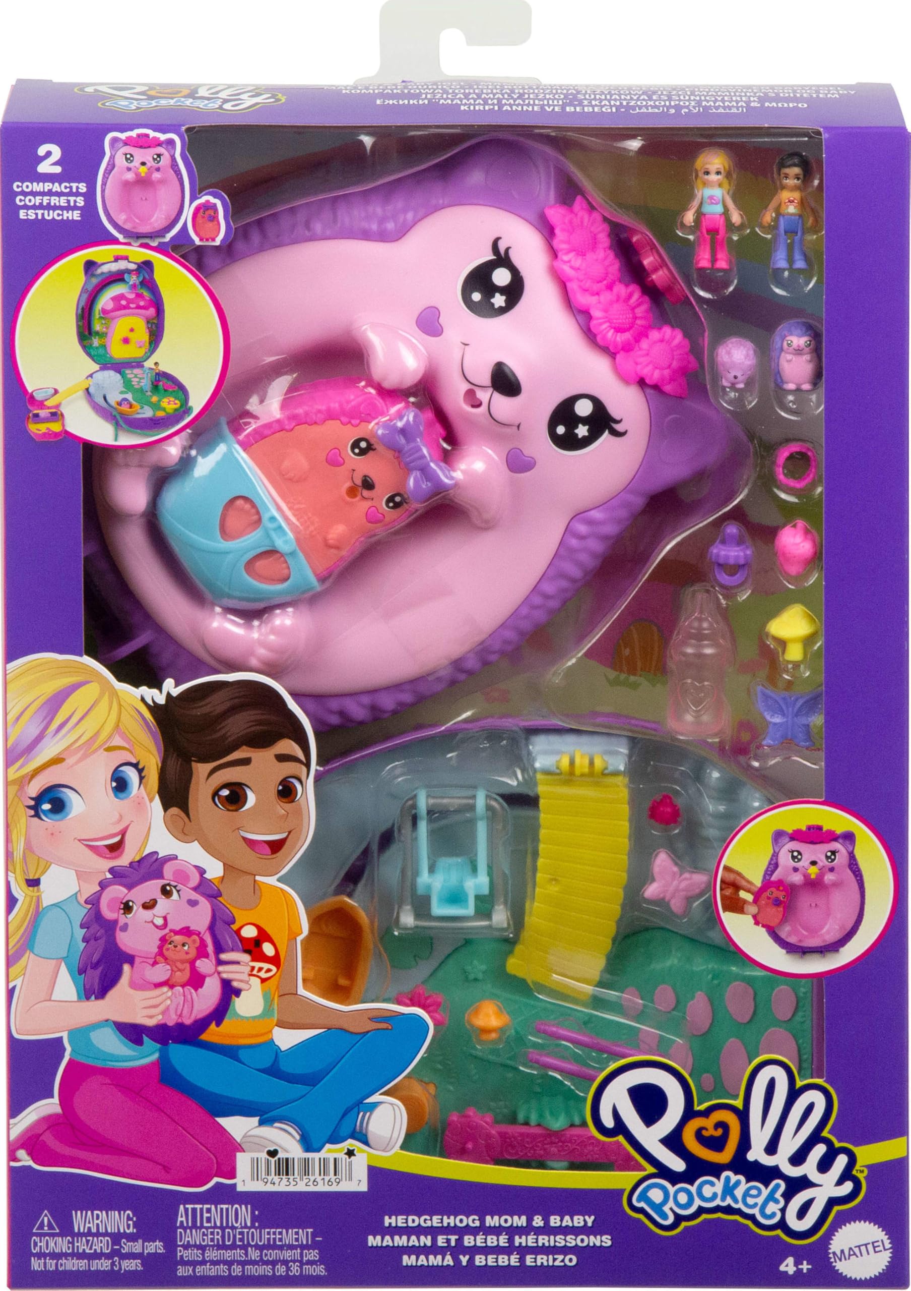 Polly Pocket 2-in-1 Travel Toy - Hedgehog Purse Playset with Micro Dolls & Accessories, Ages 4+ 6
