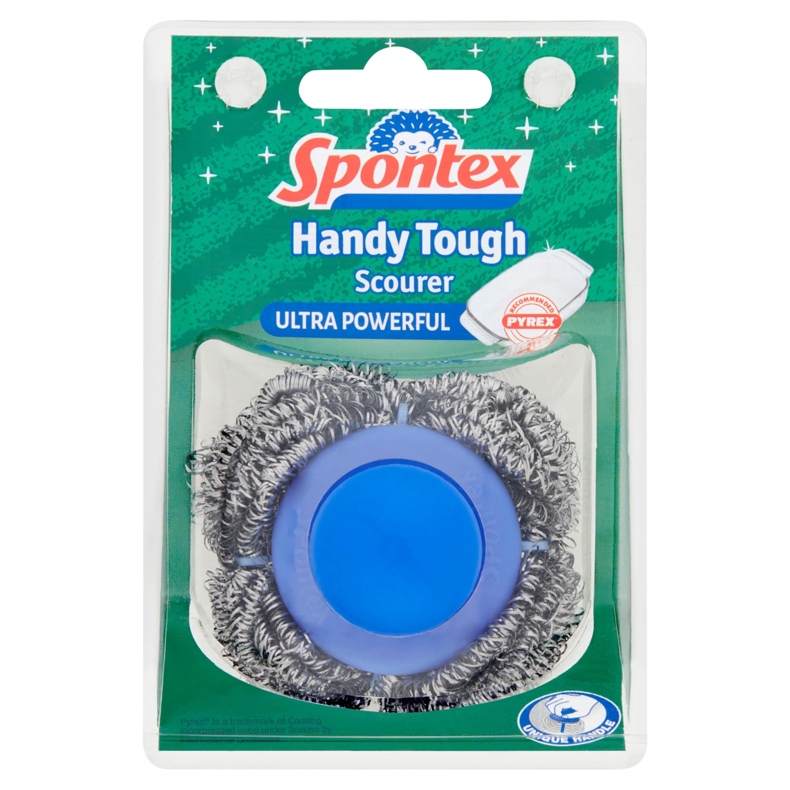 Spontex Handy Tough Kitchen Scourers with Handle - Wire Wool Scouring Pads for Pots, Pans & BBQs 12