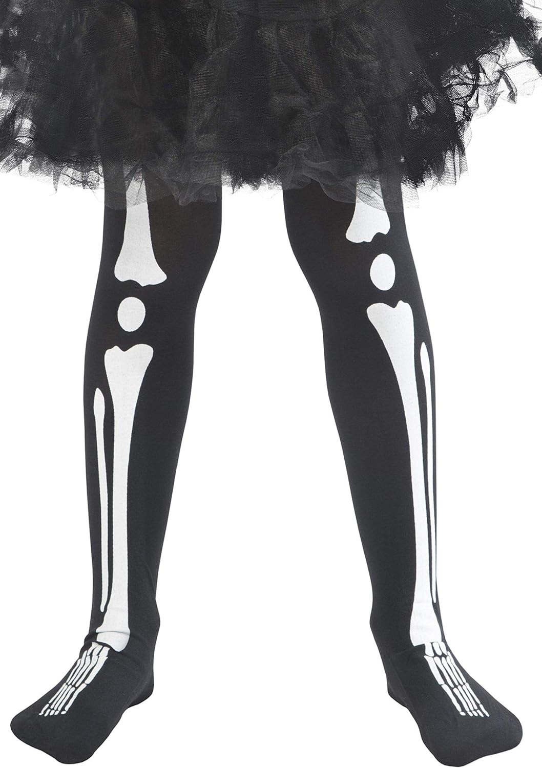 Smiffys Skeleton Tights Costume - Child Black Size Small