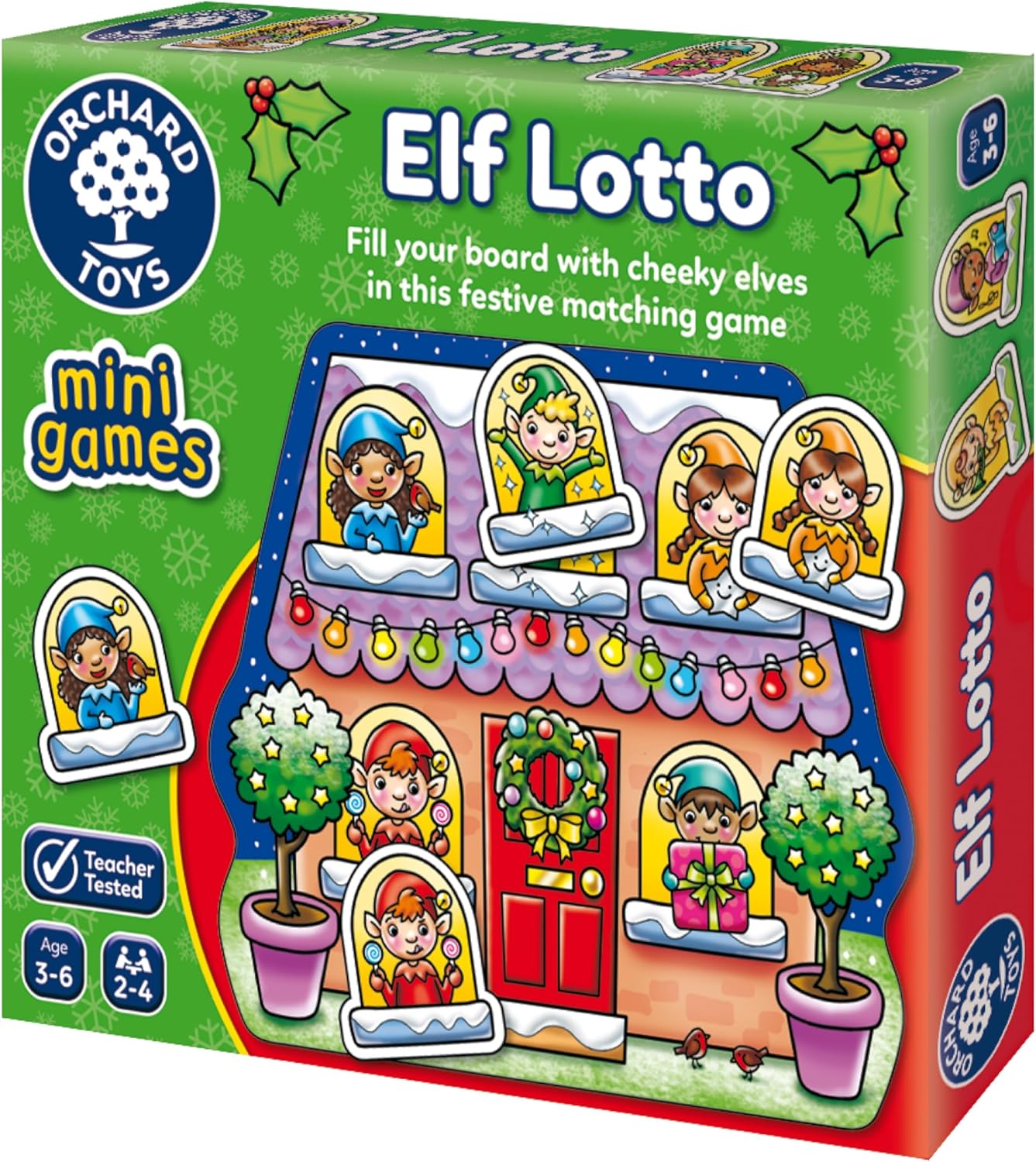 Orchard Toys Elf Lotto Mini Game - Festive Matching Bingo for Kids Ages 3-6