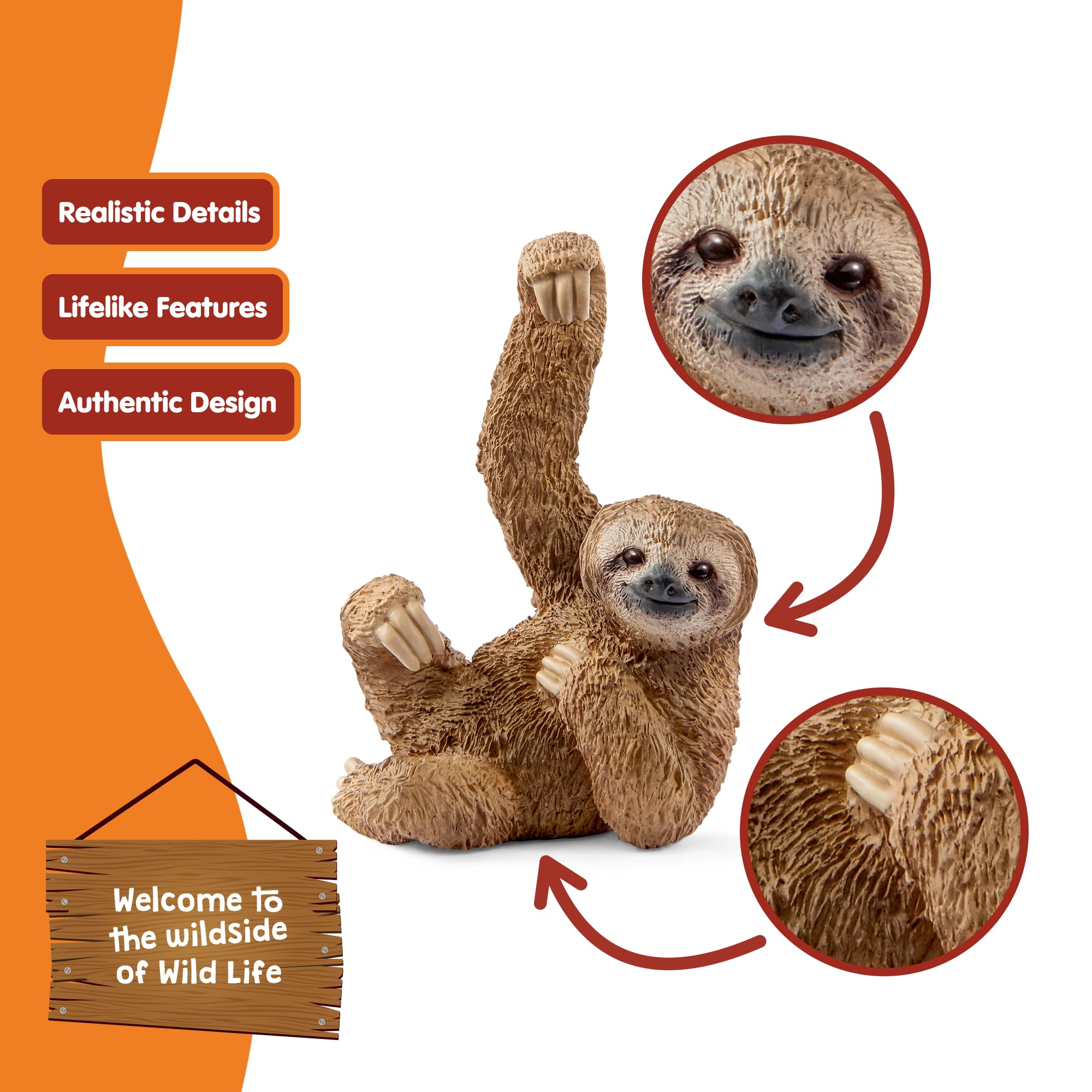 Schleich 14793 Wild Life Sloth Figurine - Realistic PVC Animal Model for Imaginative Play 8