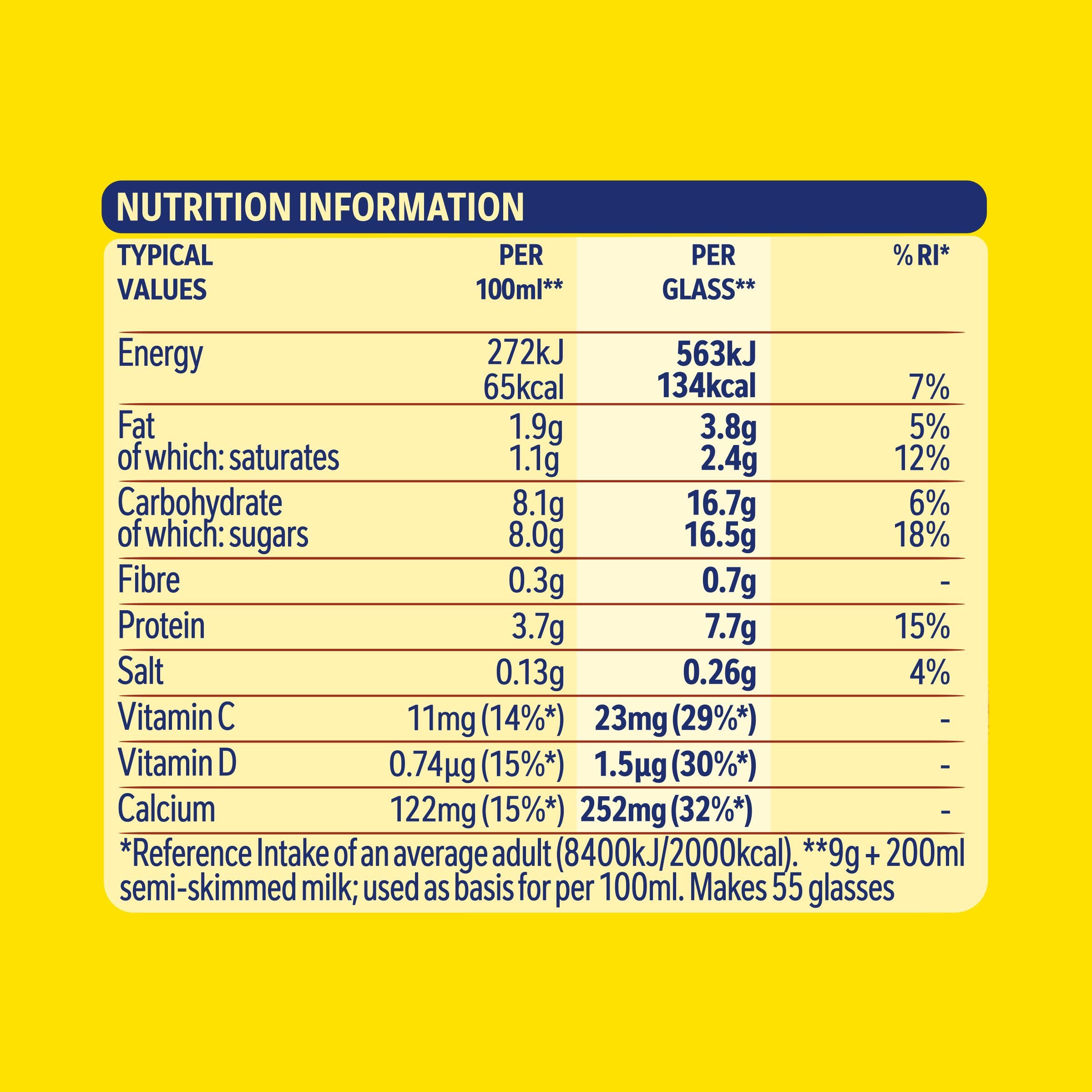 Nesquik Chocolate Milk Flavouring Powder - 500g Tub | Fortified with Vitamins C & D | Gluten Free