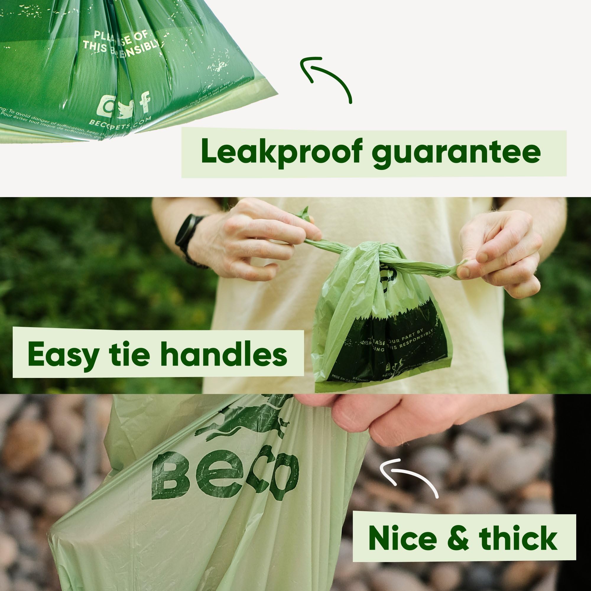 Beco Dog Poo Bags - 270 Count Mint Scented with Handles | 100% Recycled Plastic 4