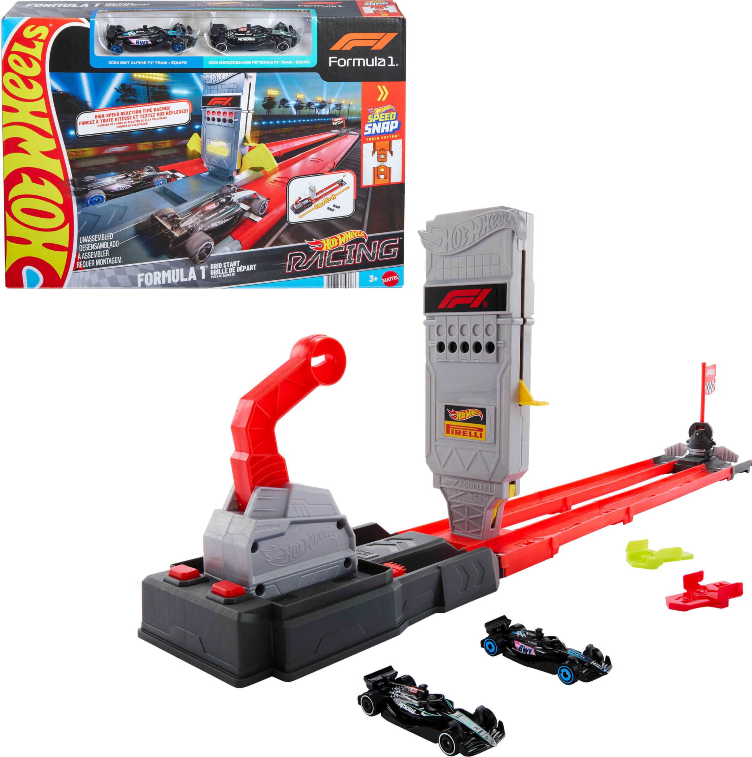Hot Wheels Racing Formula 1 Grid Start Track Set | 1:64 Scale Die-Cast Cars | Multicolor