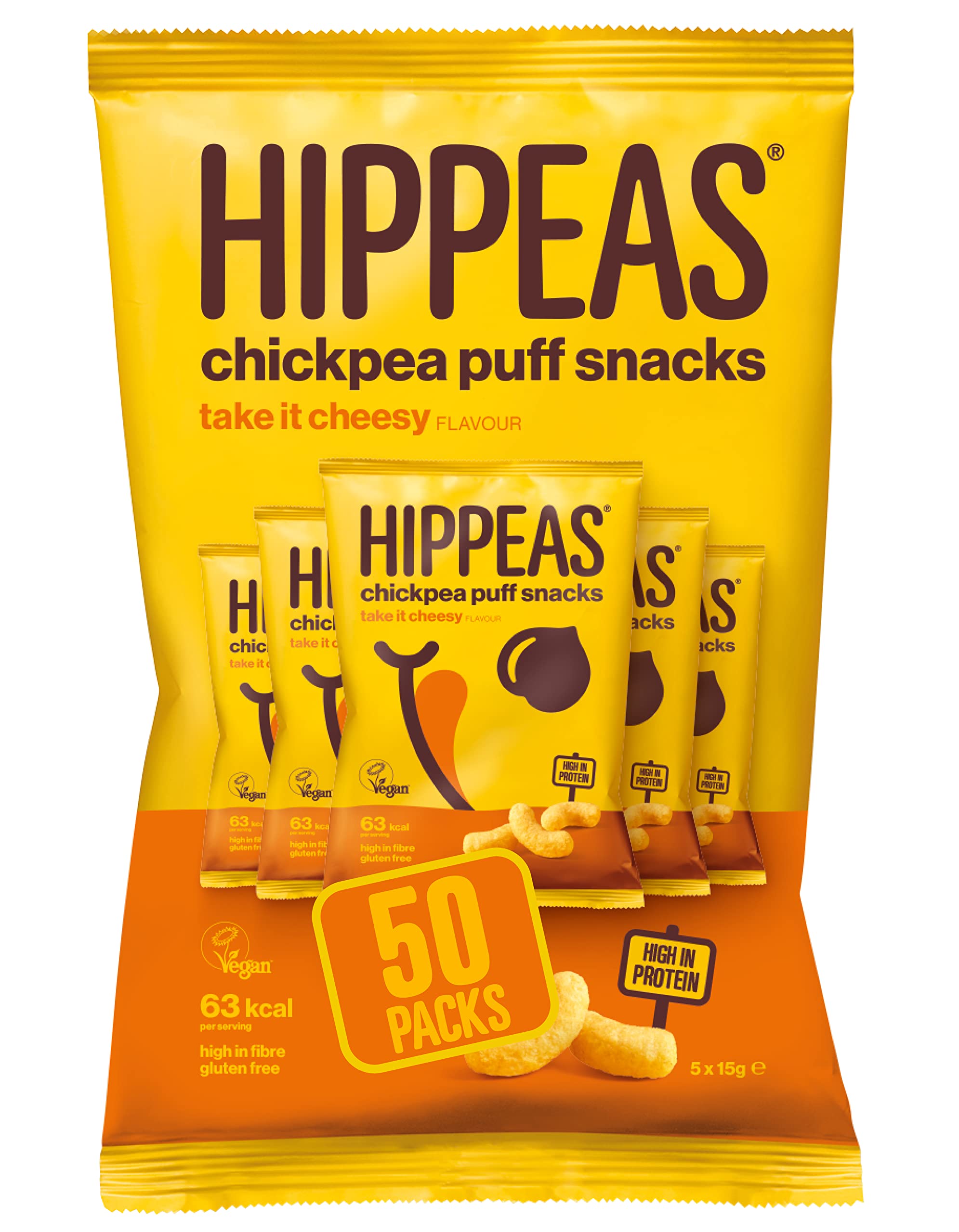 Hippeas Take It Cheesy Chickpea Puffs Vegan Crisps Multipack | 25 x 15g
