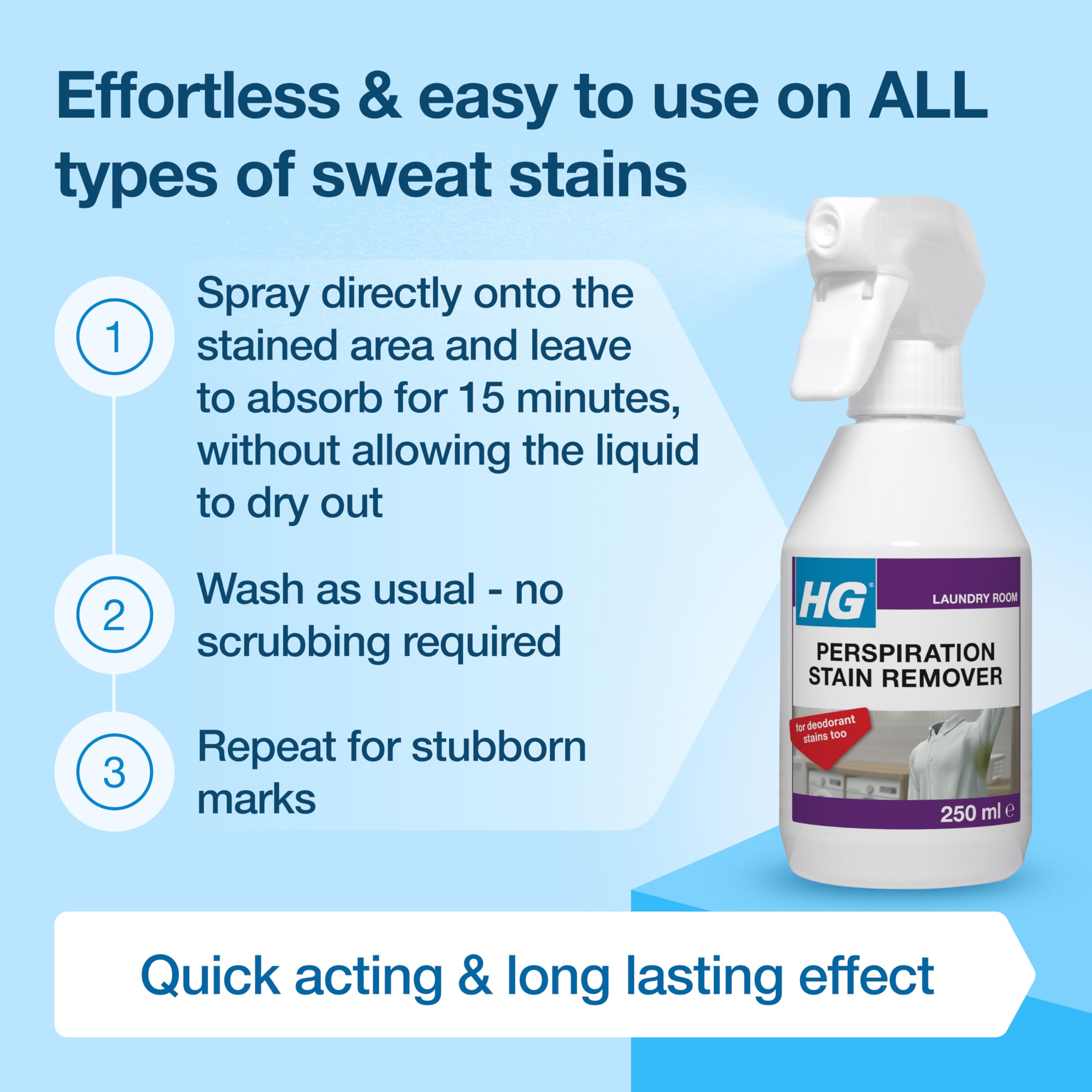 HG Perspiration Stain Remover - Removes Sweat & Deodorant Marks | Liquid 250ml 6