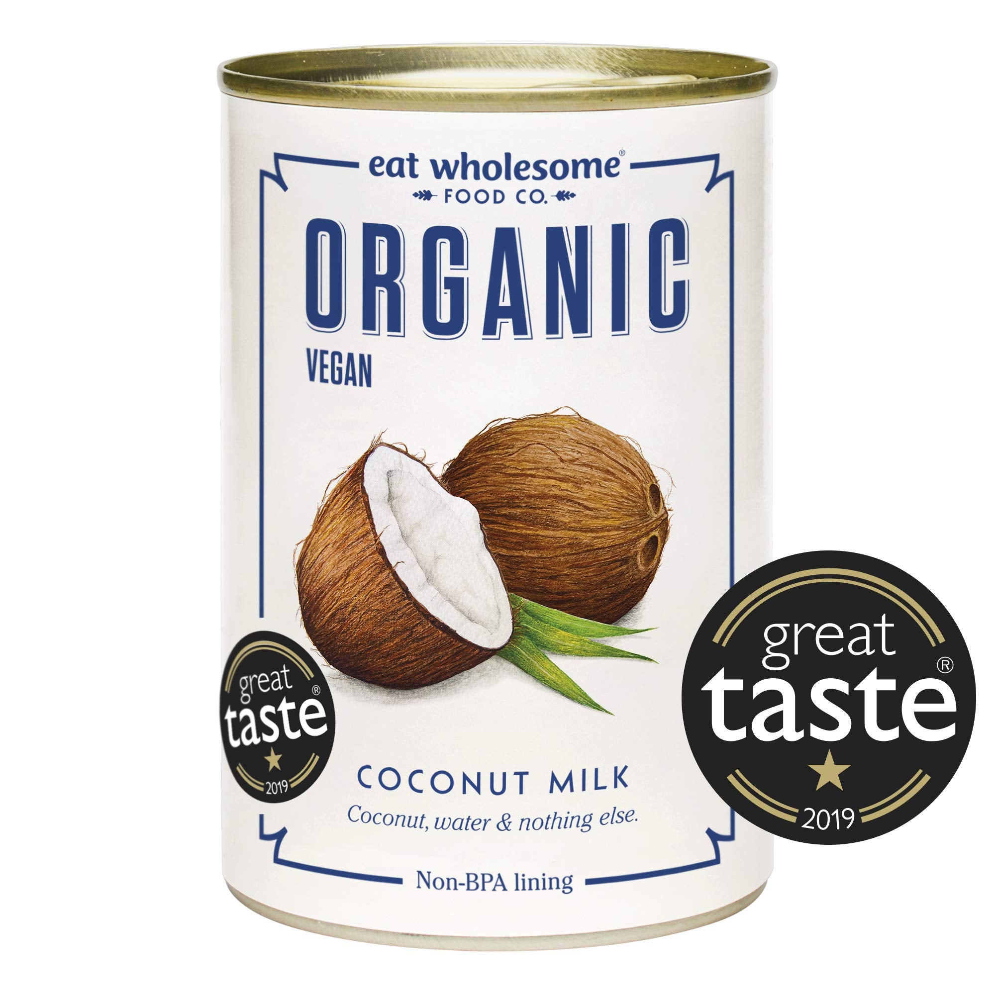 Eat Wholesome Organic Coconut Milk, 400ml (Pack of 4) - Vegan, 100% Natural, No Guar Gum, Great Taste Award Winner