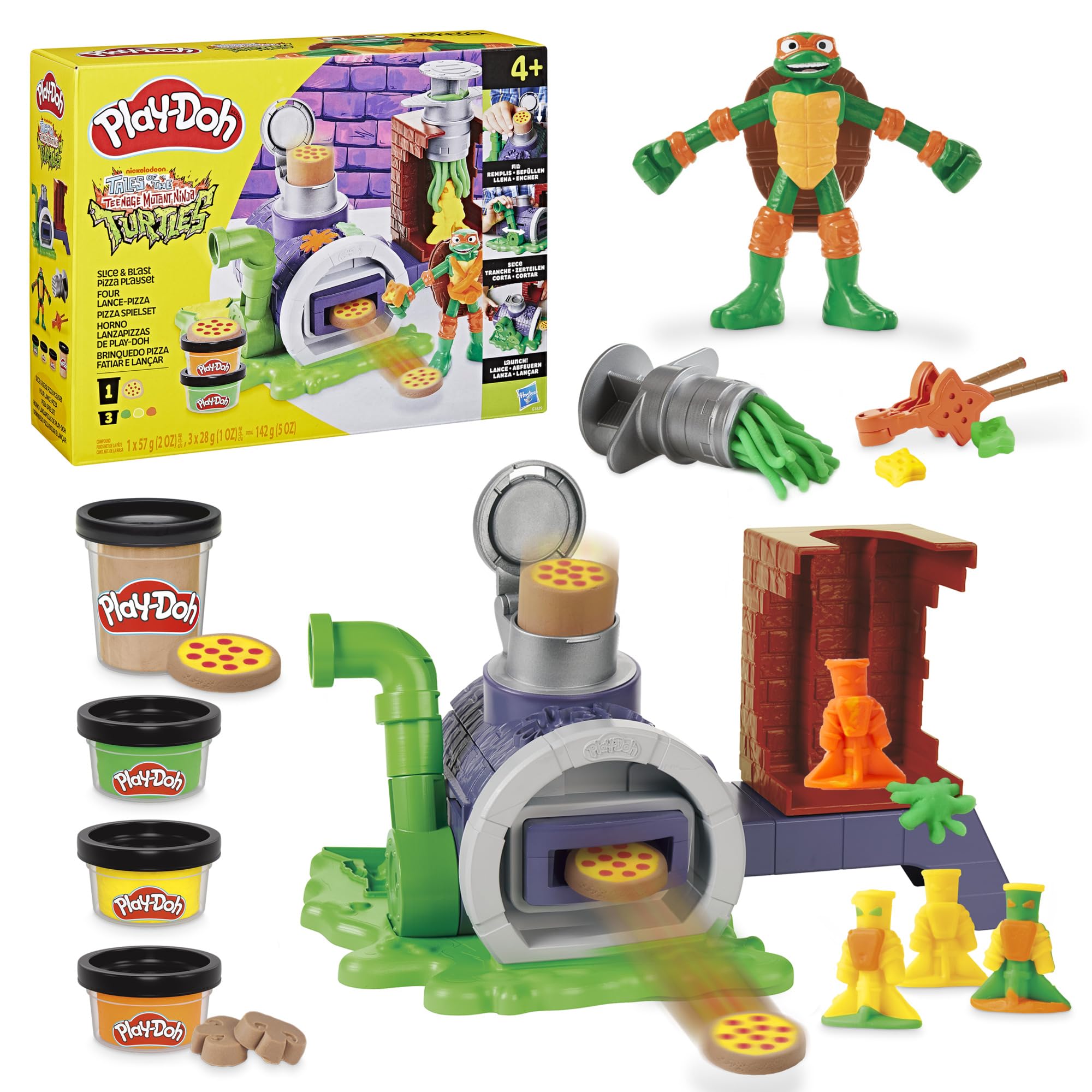 Play-Doh Teenage Mutant Ninja Turtles Slice & Blast Pizza Playset - Ages 4+ | Includes Mikey Figure