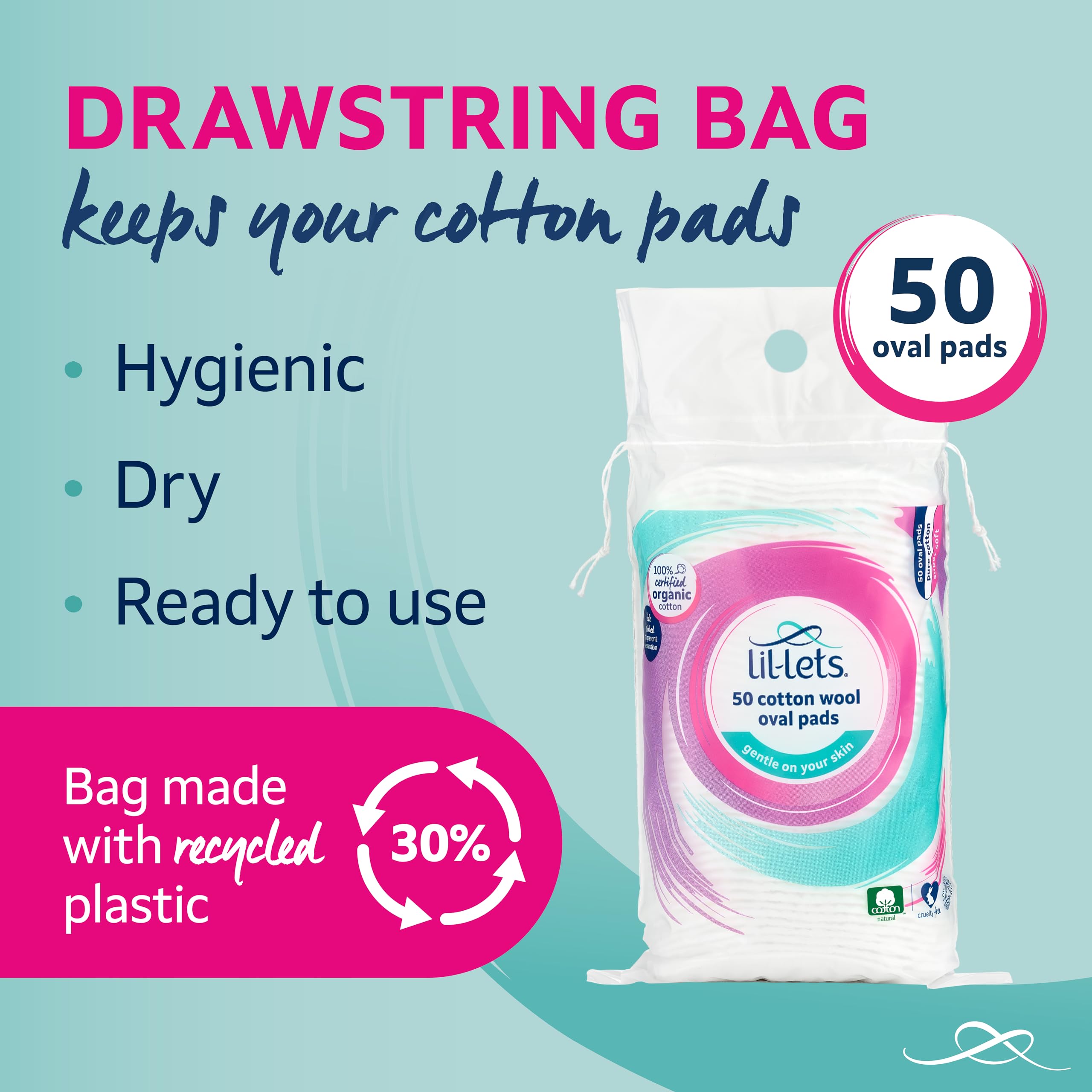 Lil-Lets - Cotton Wool Oval Pads (50 Count)