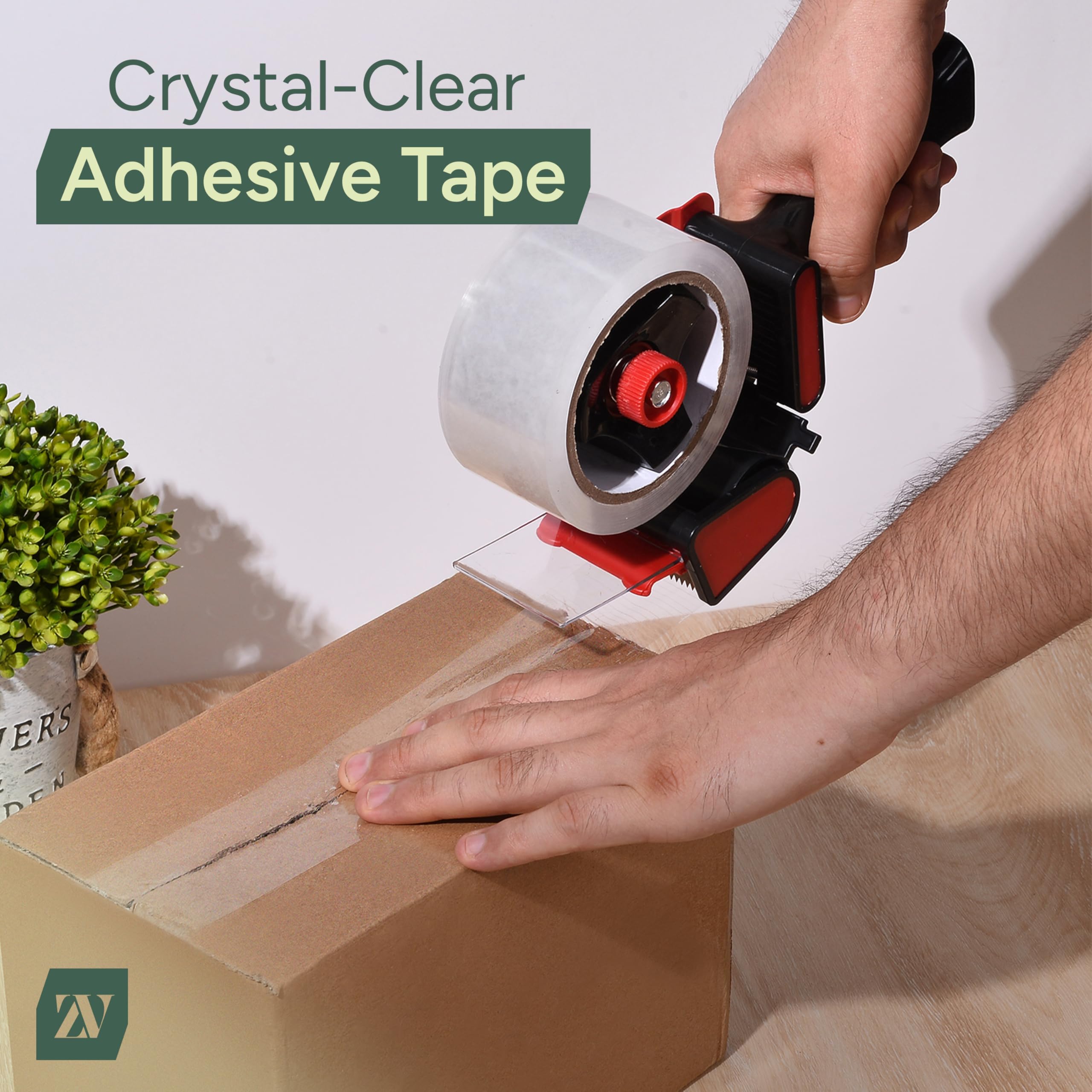 Zuvo Heavy-Duty Packaging Tape Dispenser with 6 Rolls of Clear Tape | 48mm Width 7