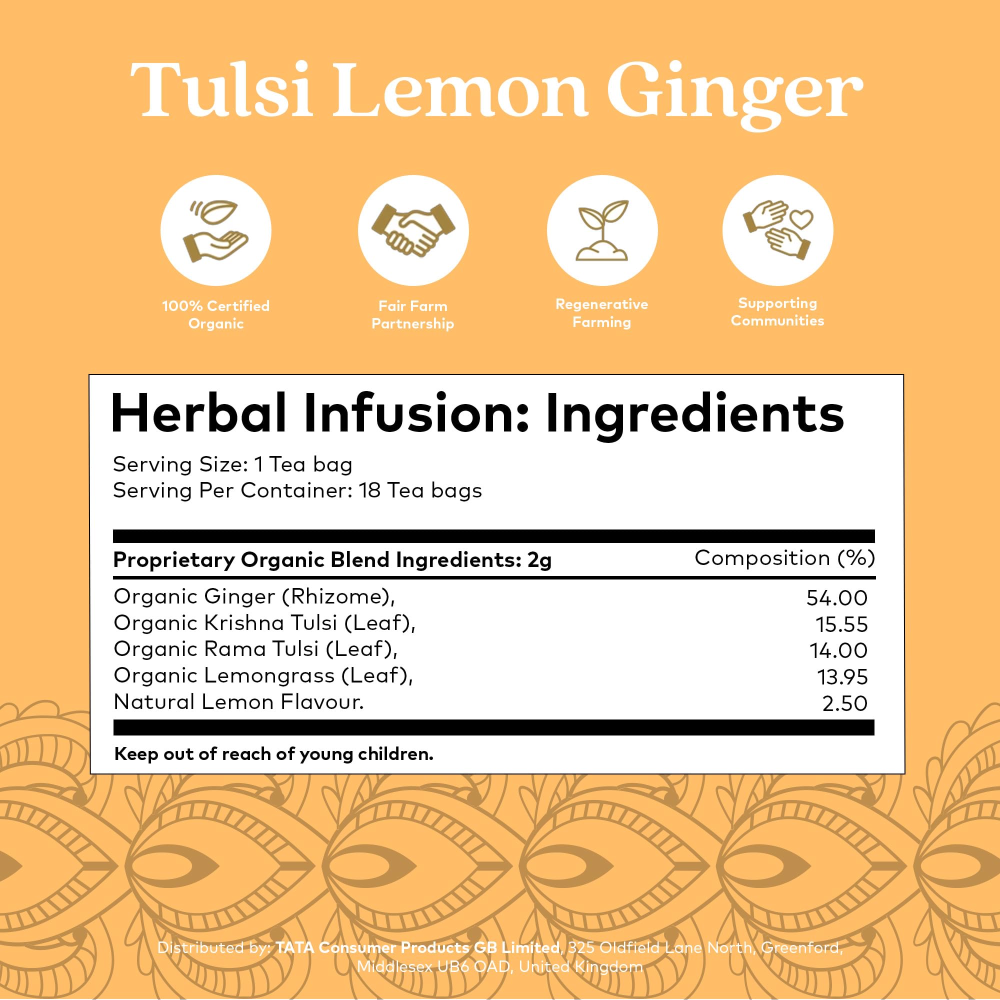 Organic India Tulsi Lemon & Ginger Tea, Caffeine-Free Herbal Tea, Certified Organic 9