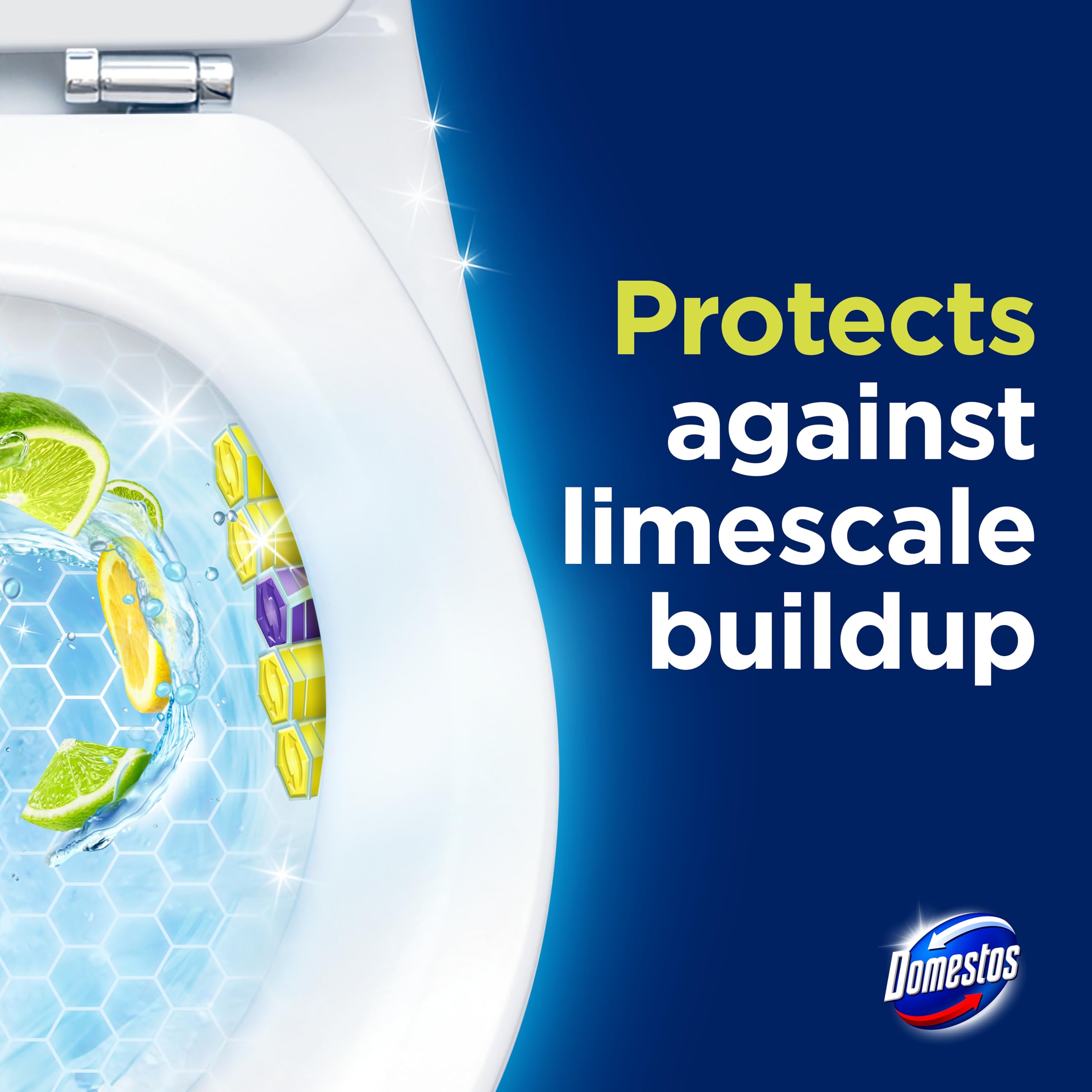 Domestos Power 5 Lime Toilet Rim Blocks 2x 50 g - Long-Lasting Toilet Freshener with Limescale Prevention 4