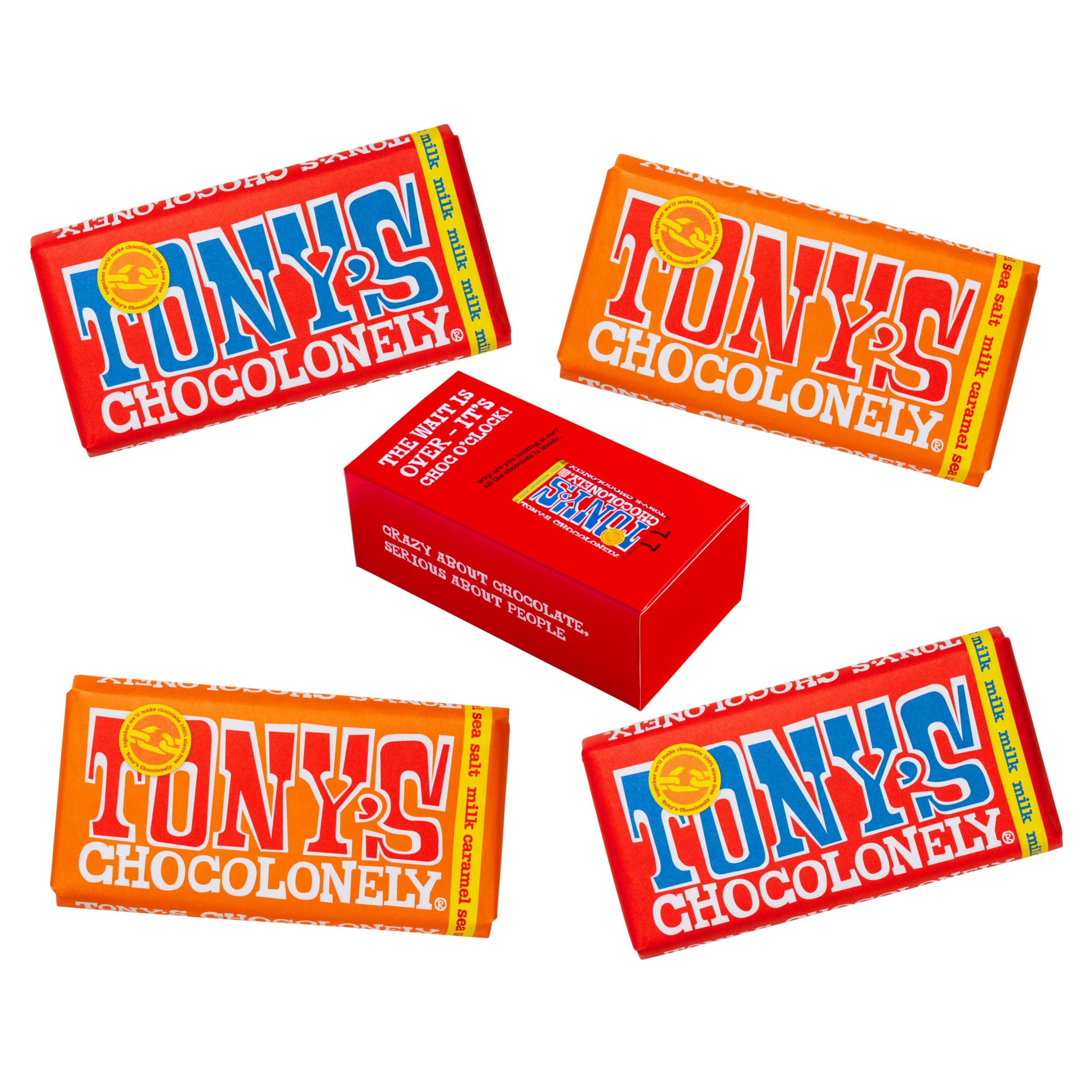 Tony's Chocolonely Milk Chocolate Caramel Sea Salt - Gift Box of 4 Bars 5