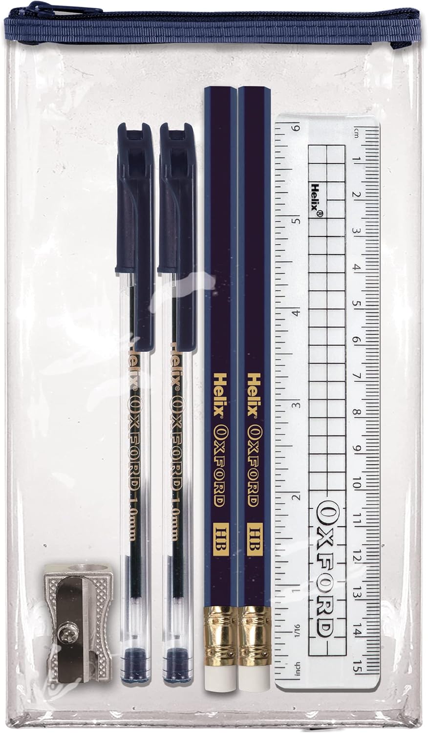 Helix Oxford Blazer Buddy Kompaktes, transparentes Federmäppchen-Schreibset 3