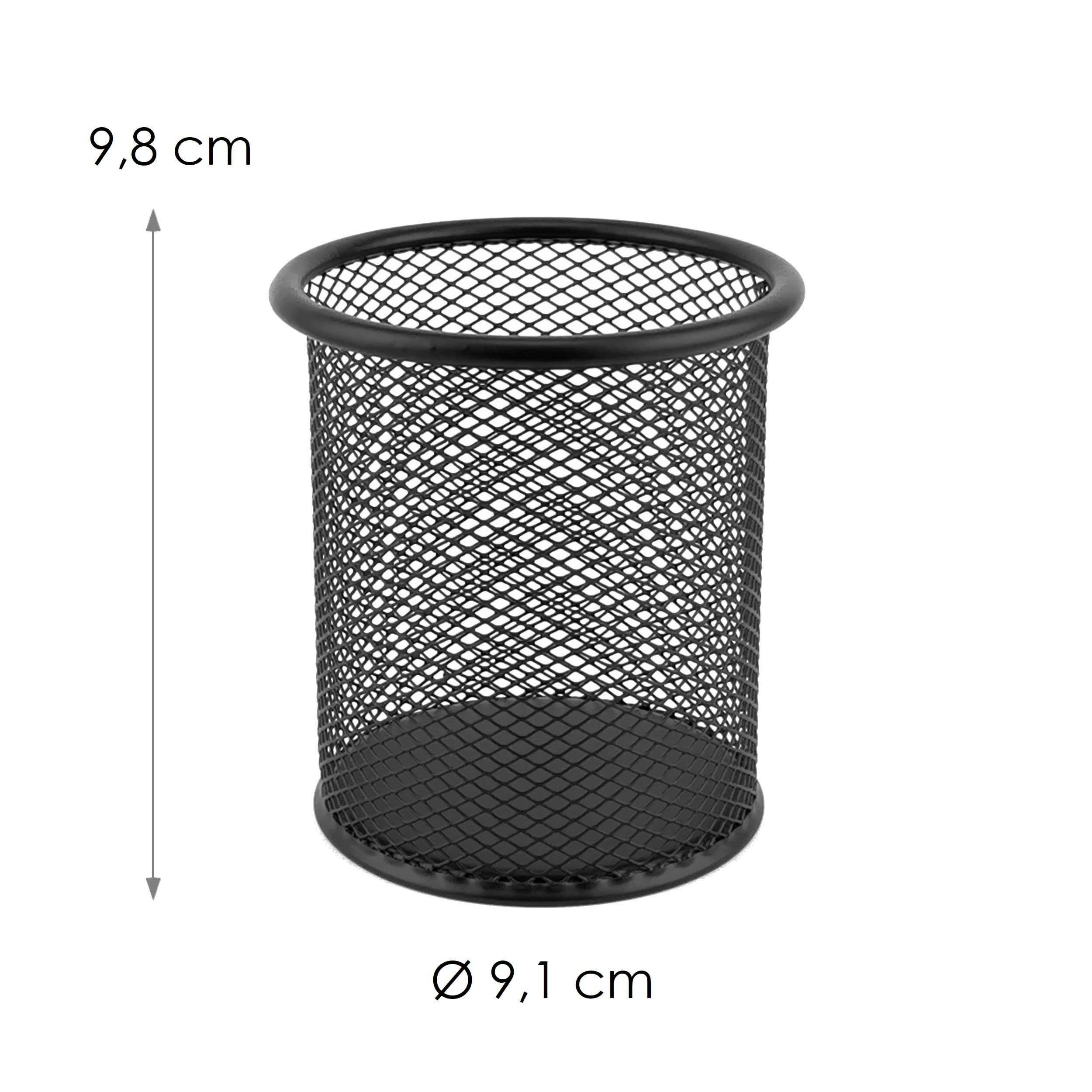 D.RECT Metal Pen Holder - Round Wire Mesh, Multifunctional Cup for Ballpoint Pens | Black | 90x90x100mm 5