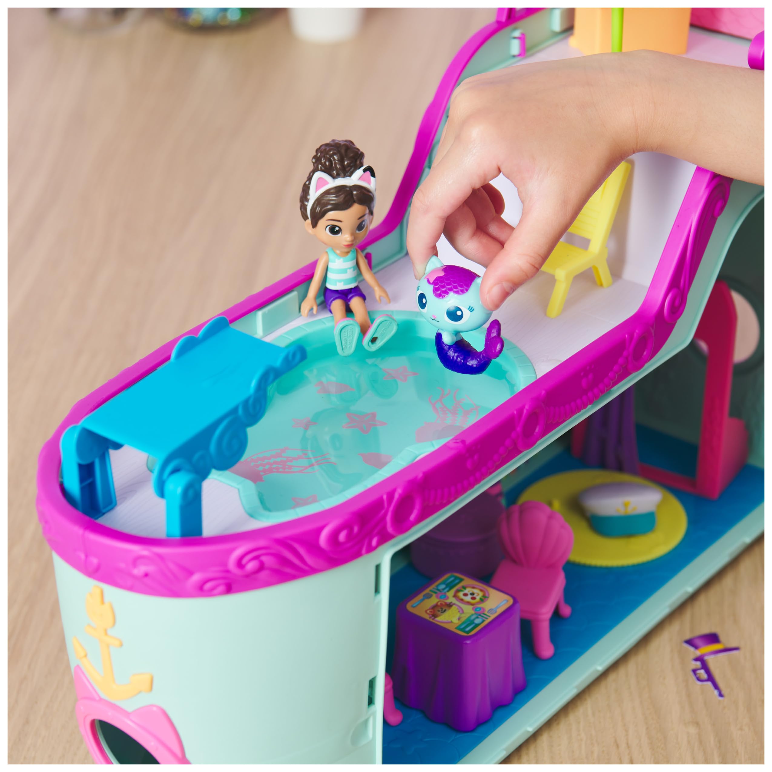 Gabby's Dollhouse Cat Friend Ship - 18-Piece Cruise Playset with Gabby & MerCat Figures, Ages 3+ 8