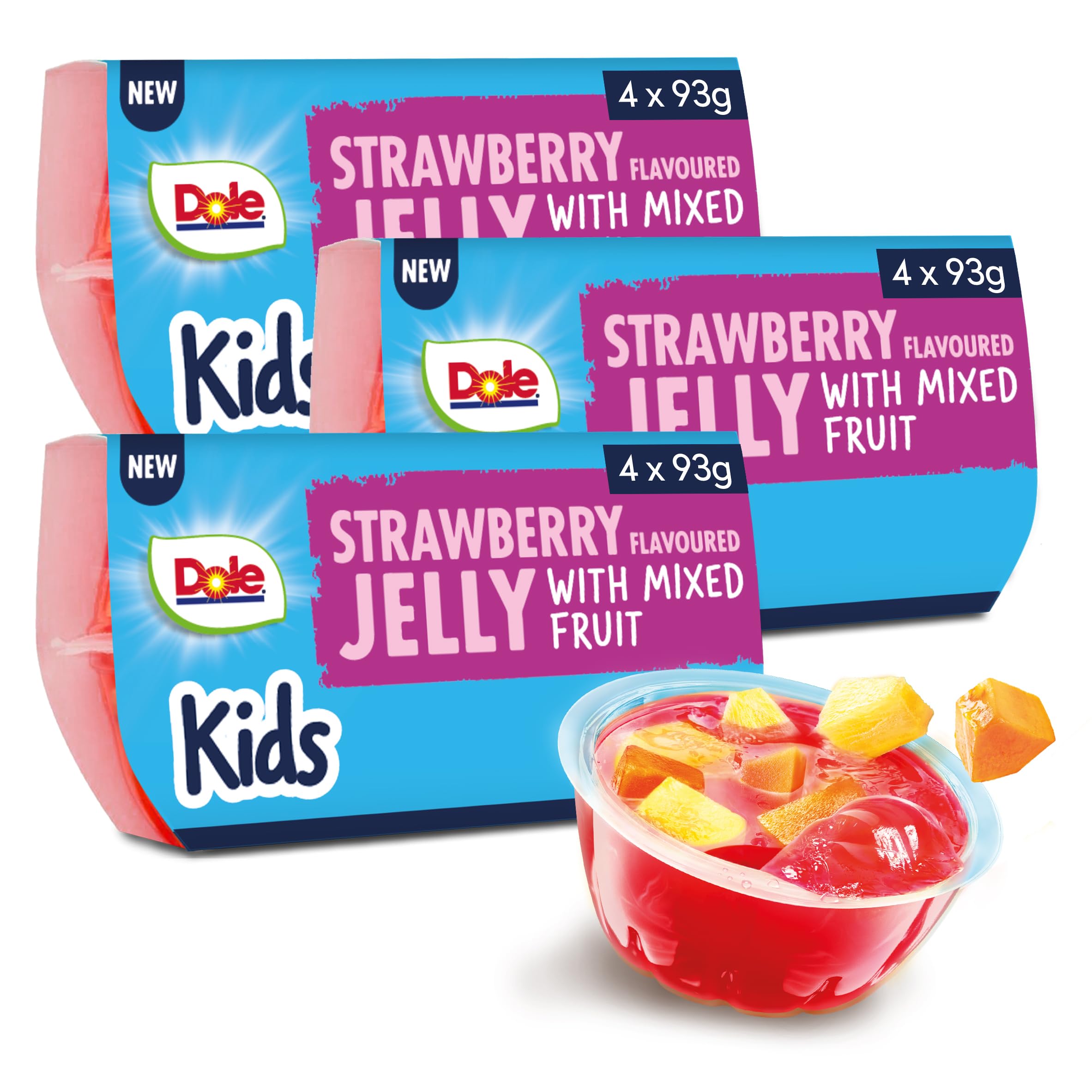 Dole Strawberry Jelly with Mixed Fruit 3 x 4 Pack, Healthy Snack for Kids