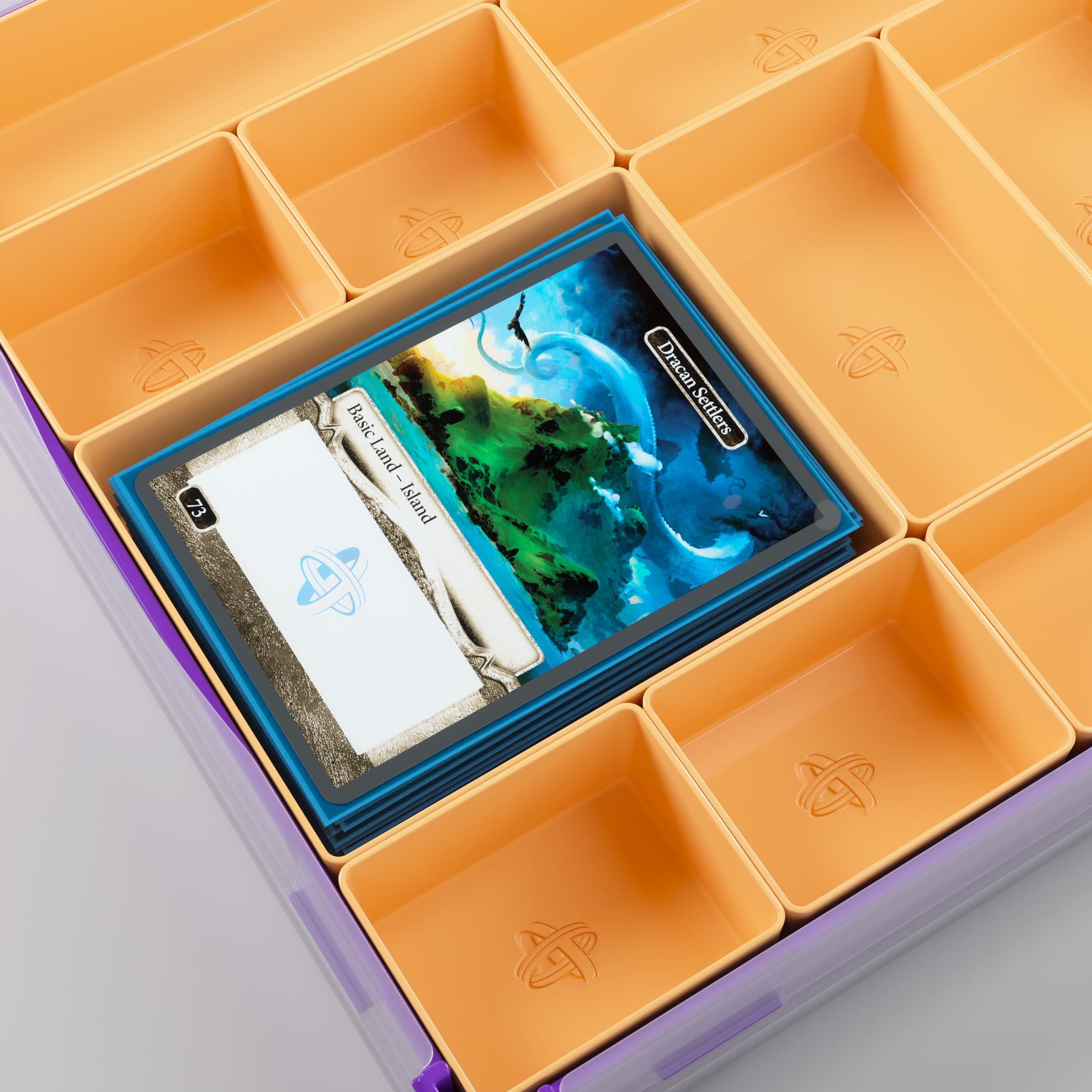 Gamegenic Token Silo XL Lila/Orange – Brettspiel-Organizer mit 15 Fächern und herausnehmbaren Tabletts 6