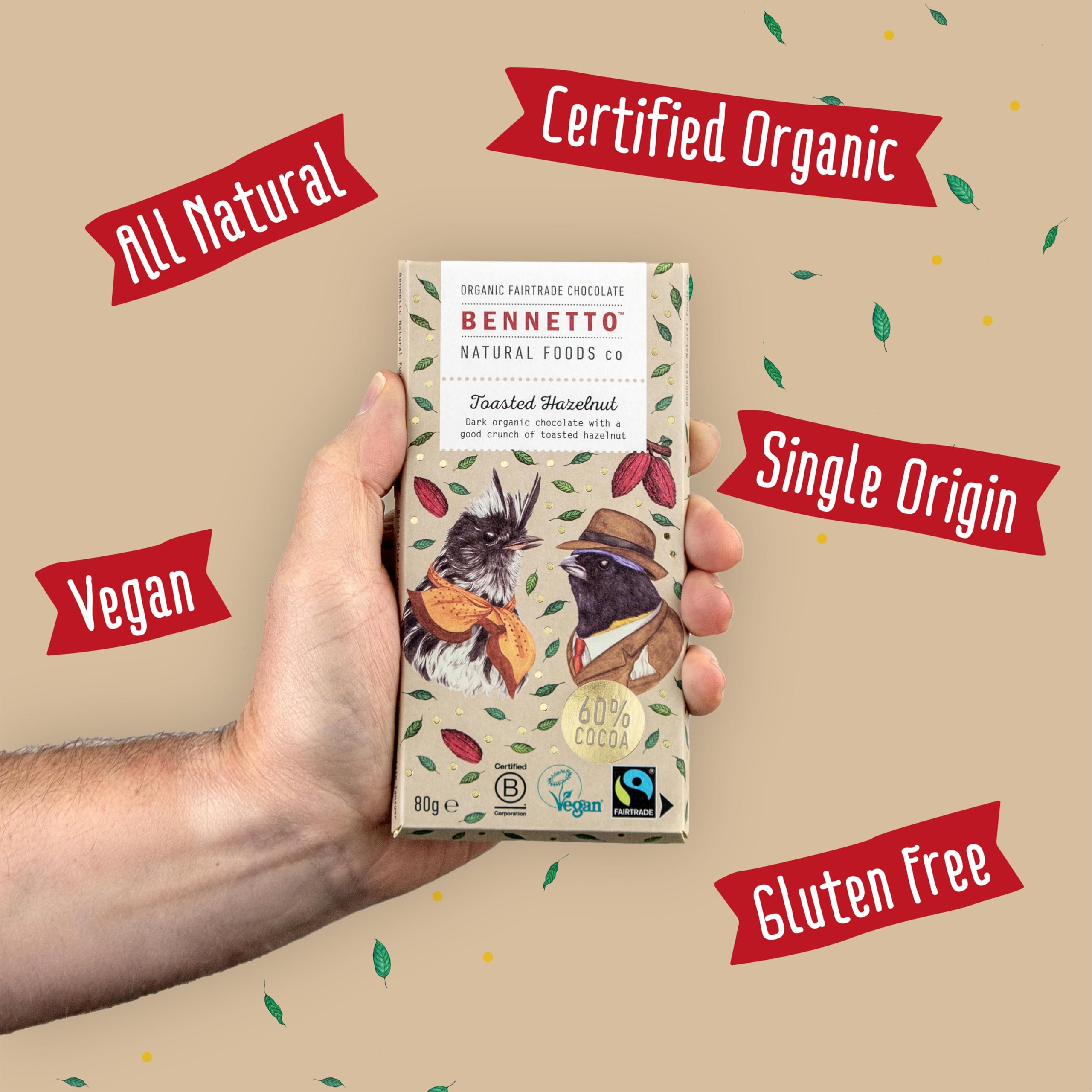 Bennetto Organic Dark Chocolate with Toasted Hazelnuts 60% - Fairtrade Single Origin from Ecuador 5