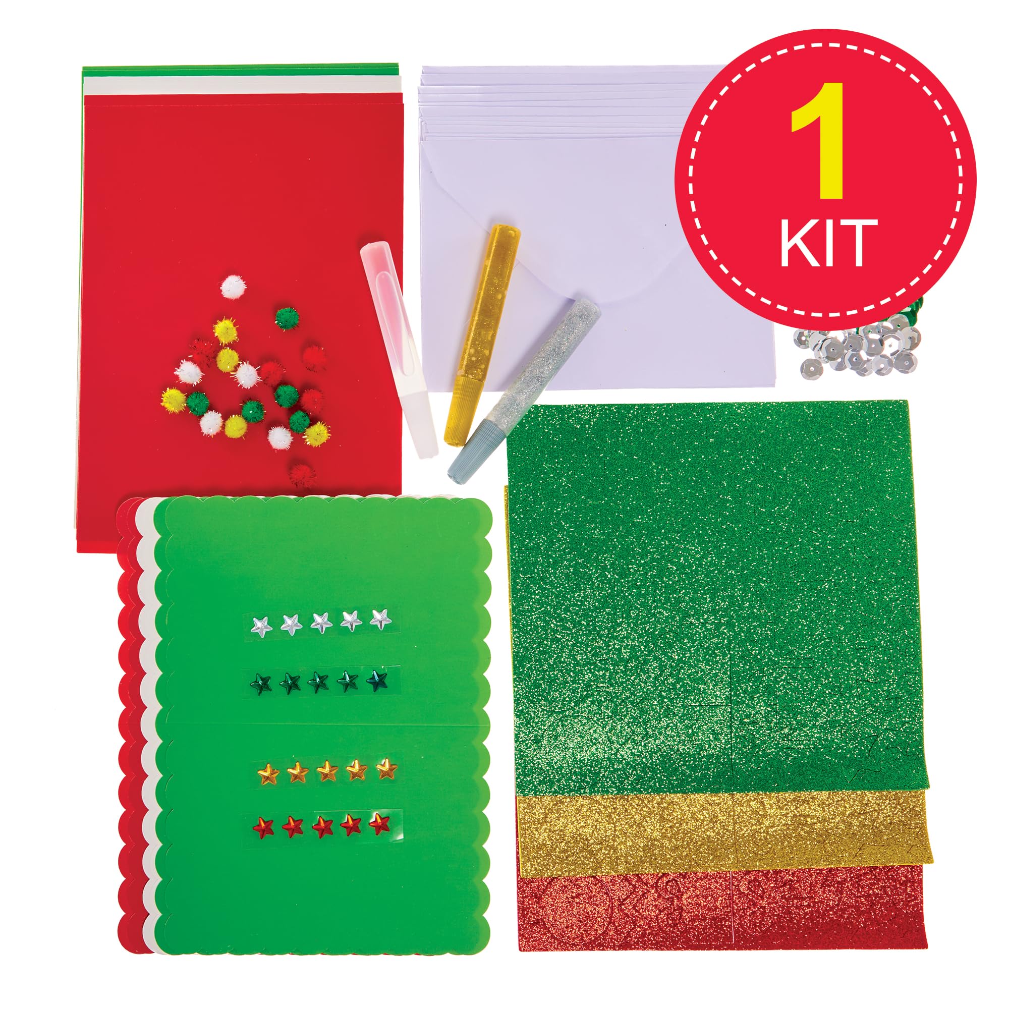 Baker Ross FX892 Christmas Card Making Kit - Craft Kit with Glitter, Stickers & Envelopes 4