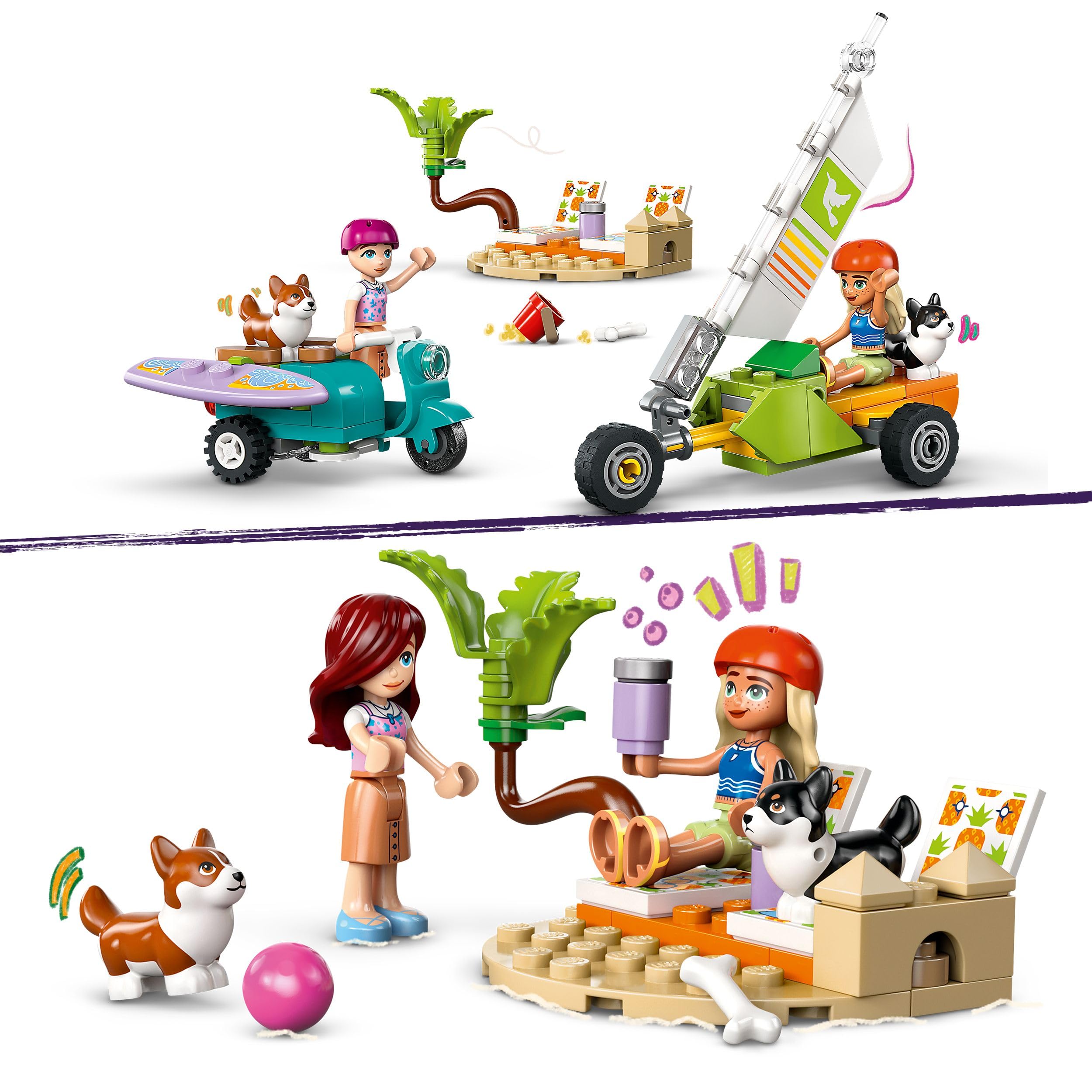 LEGO Friends Surfing Dogs and Scooter Adventure Set - Building Toy with Mini Dolls and Vehicles for Ages 6+ 6