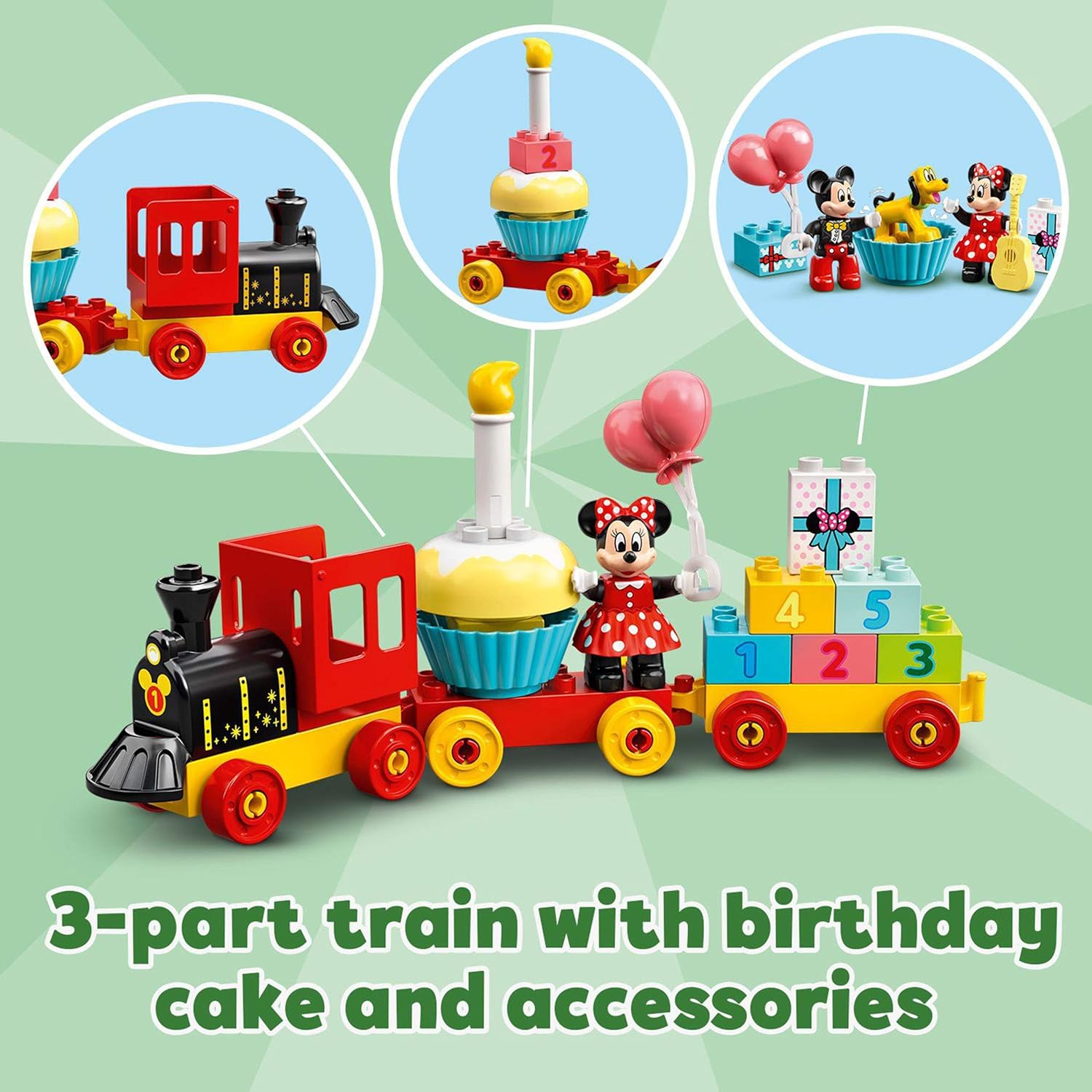 LEGO DUPLO Disney Mickey & Minnie Birthday Train Toy - Building Set for Toddlers 2+ 5