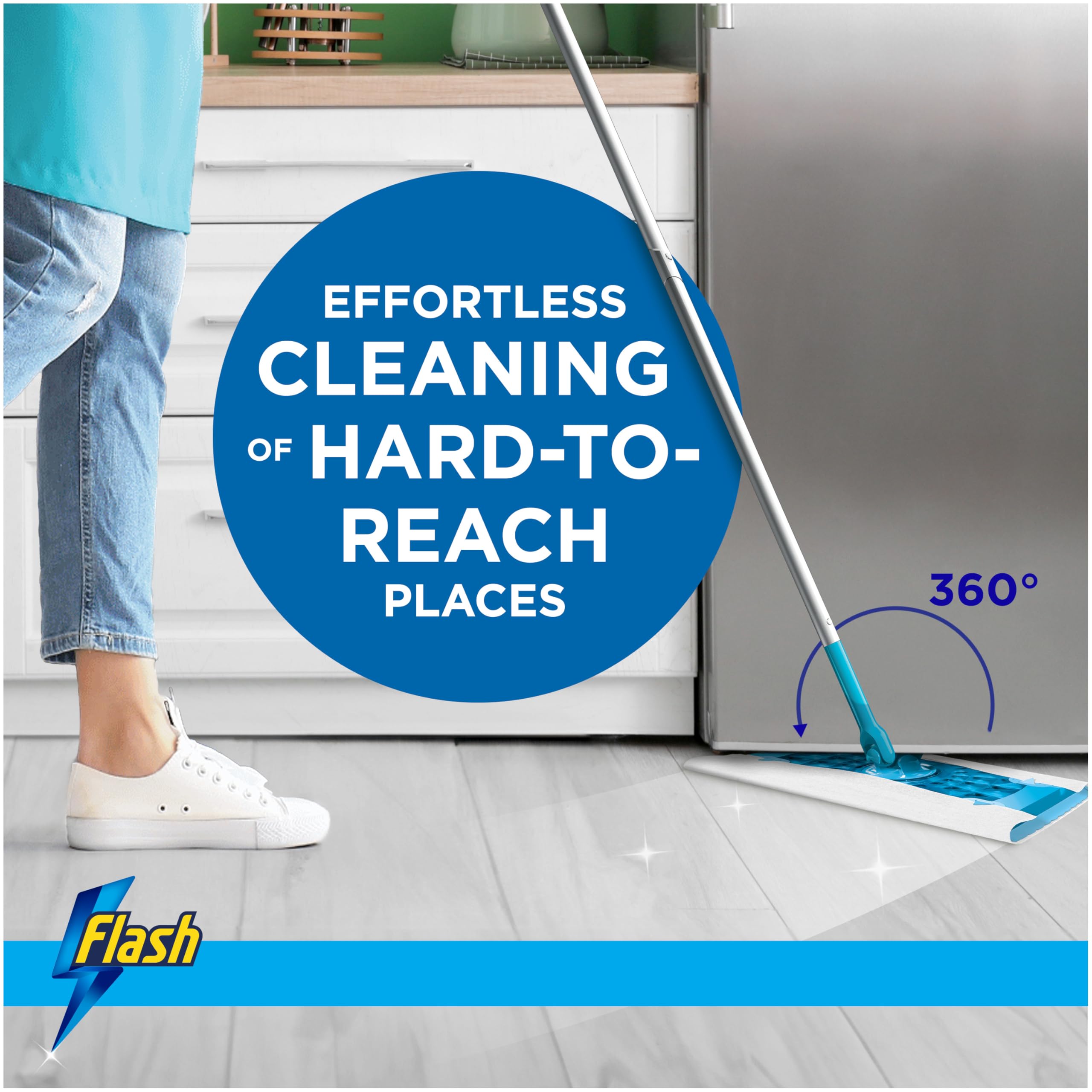 Flash Speedmop Floor Cleaner Starter Kit with Wet Refills – 1 Mop + 6 Cloths 5