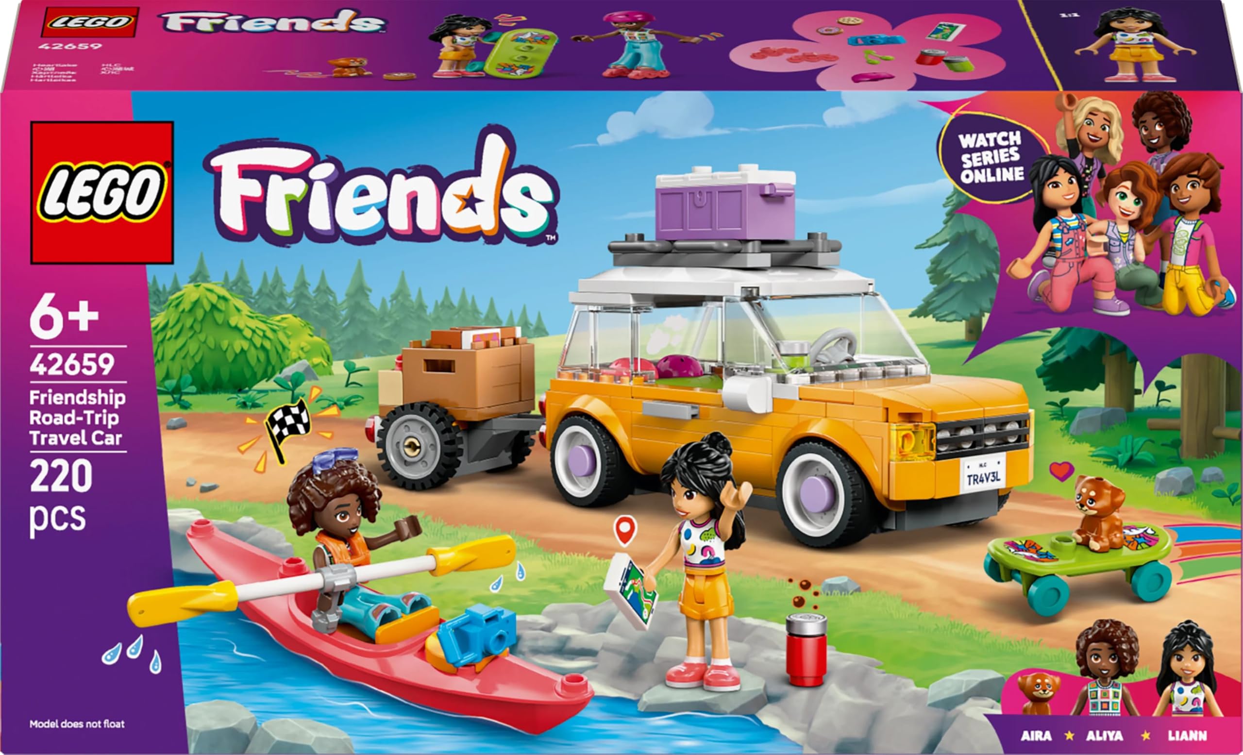 LEGO Friends Friendship Road-Trip Travel Car with Trailer - 2 Mini Dolls, Puppy Figure & 220-Piece Playset for Ages 6+ 5