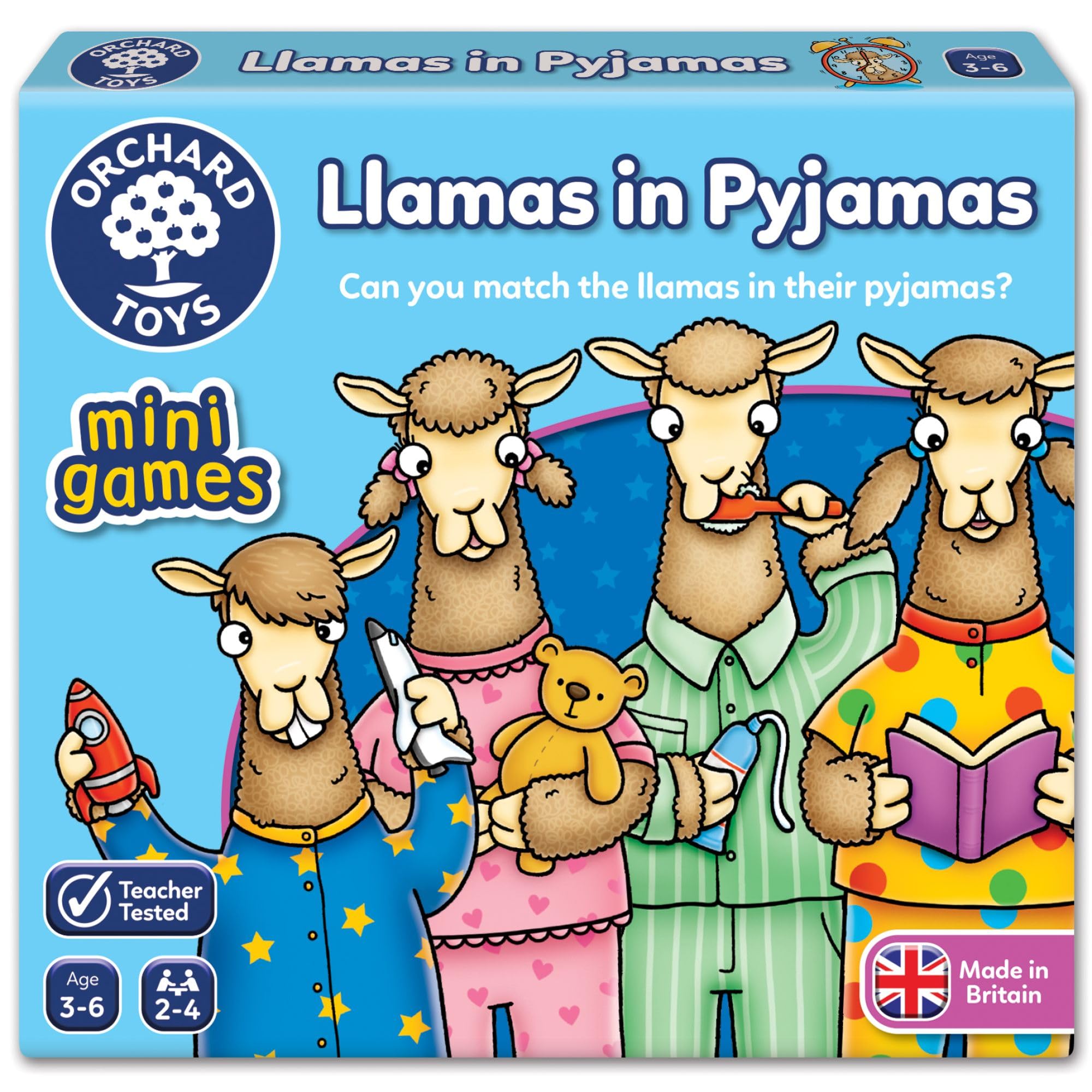 Orchard Toys Lamas im Pyjama, Mini-Reisespiel für Kinder, pädagogisches Zuordnungsspiel für Kinder im Alter von 3–6 Jahren