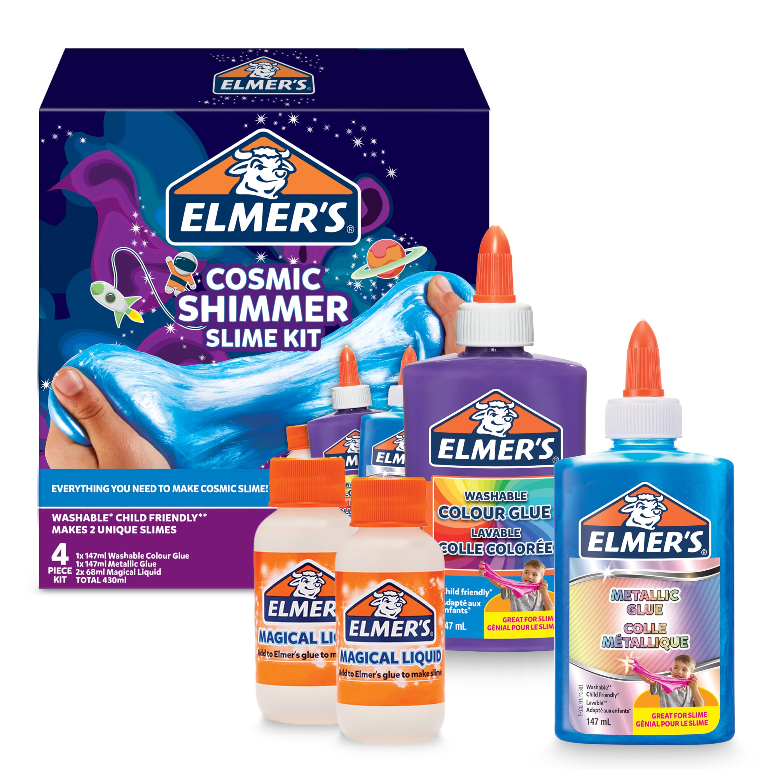 Elmer's Cosmic Shimmer Slime Kit - Metallic Blue & Purple Glue with Magical Liquid Activator